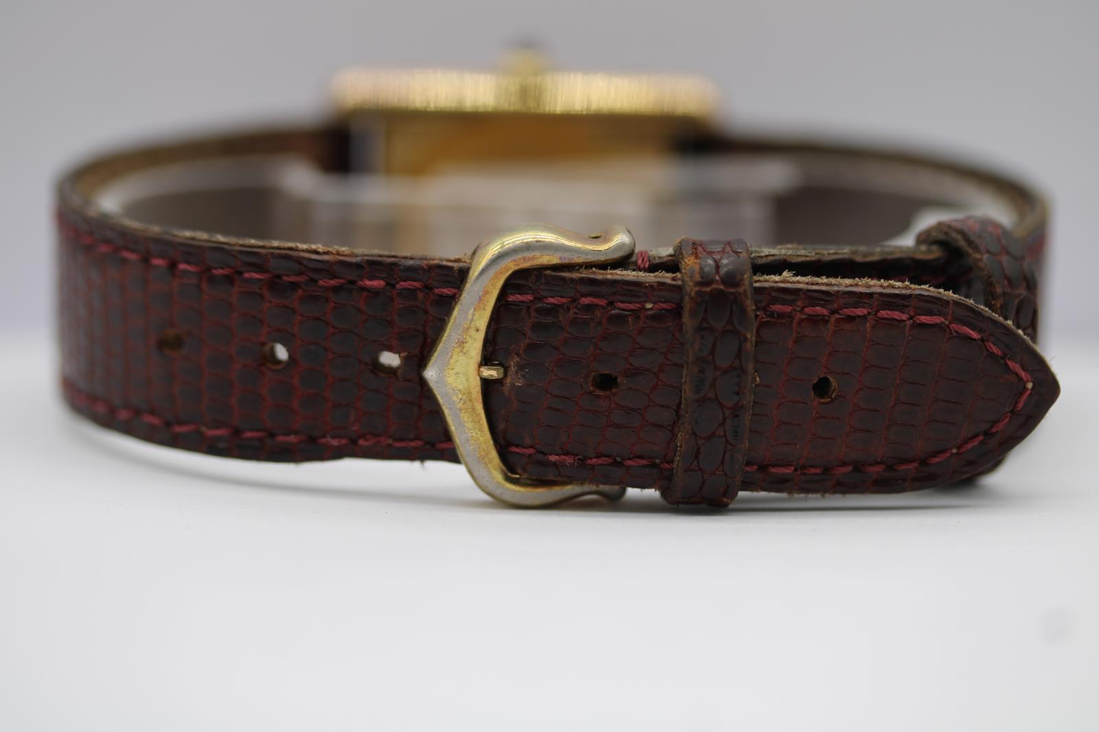 Serbatoio Must de Cartier  Quadrante borgogna  Carica manuale  Vermeil  1981 in vendita 7