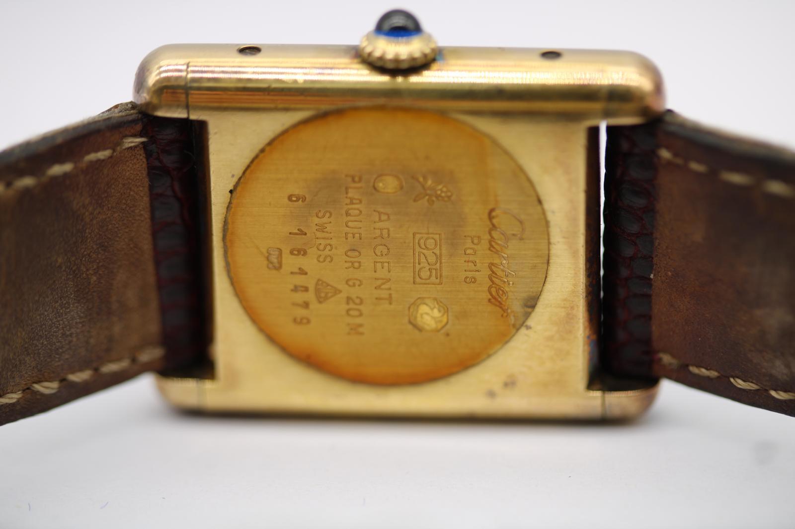 Serbatoio Must de Cartier  Quadrante borgogna  Carica manuale  Vermeil  1981 in vendita 2