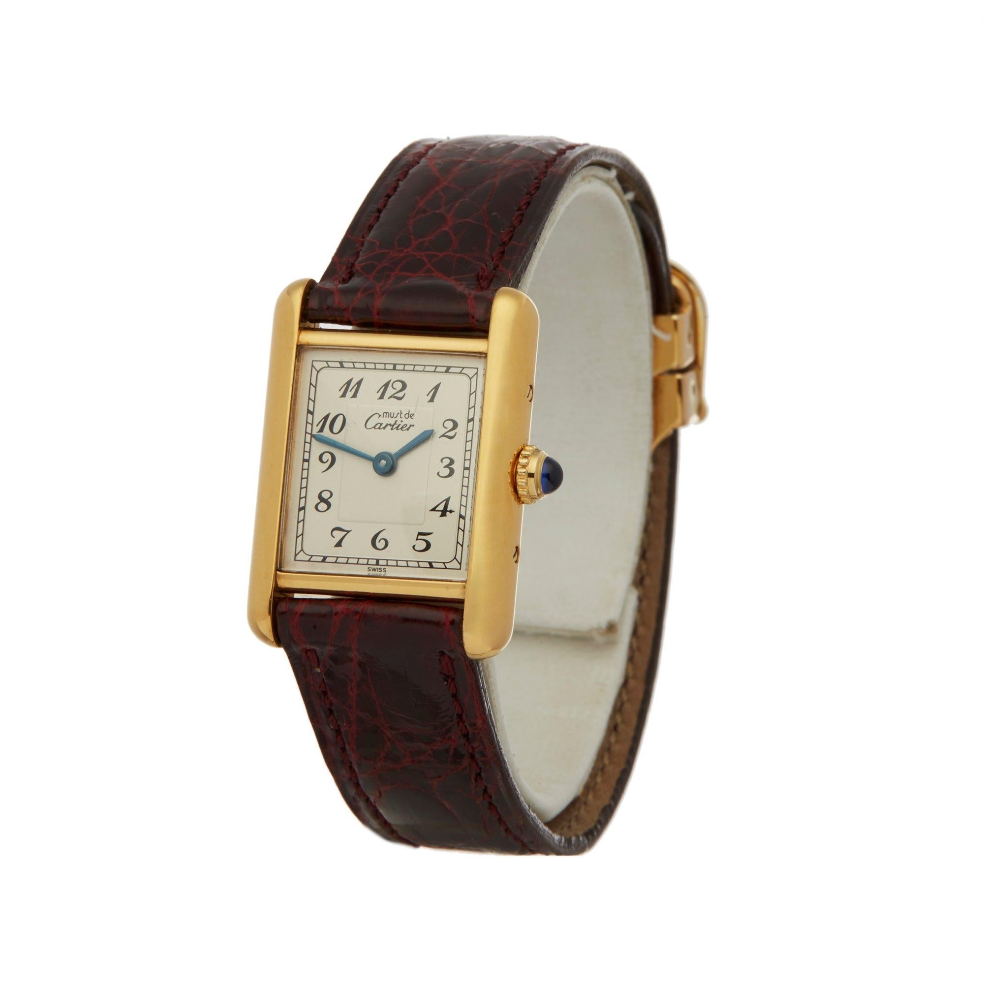 Xupes Reference: W007154
Manufacturer: Cartier
Model: Must de Cartier
Model Variant: Tank
Model Number: 
Age:  Circa 1990's
Gender: Ladies
Complete With: Xupes Presentation Box
Dial: White Arabic
Glass: Sapphire Crystal
Case Size: 20.5mm By