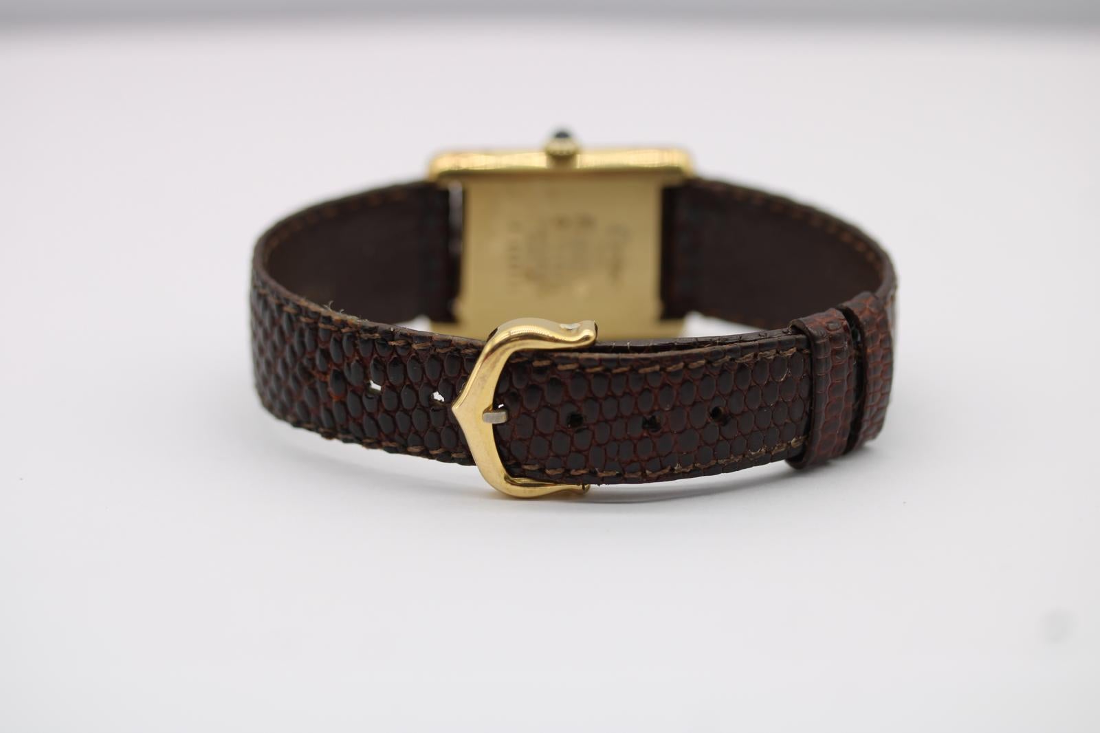 Depósito Must de Cartier  Grande 25mm x 30mm  Esfera Lapislázuli Rojo  1984 en venta 4