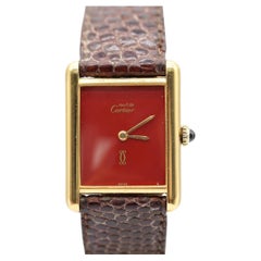 Cartier Must de Cartier Tank  Large 25mm x 30mm  Red Lapis Dial  1984