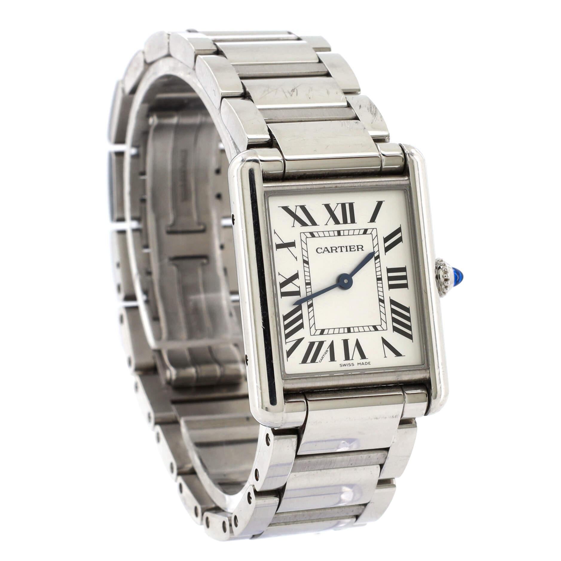 Cartier Must de Cartier Tank-Quarz-Uhr aus Edelstahl 25 im Zustand „Gut“ in New York, NY