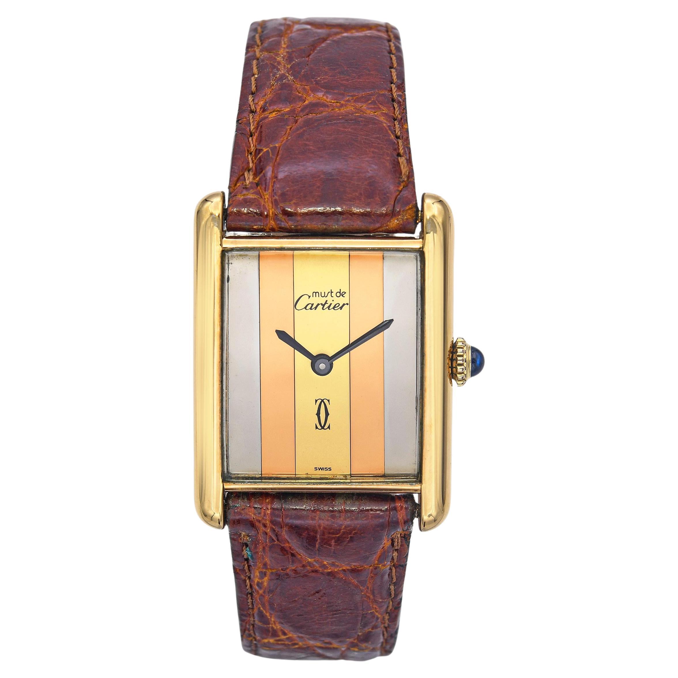 Reloj mecánico para hombre Must de Cartier Tank Trinity Vermeil en venta