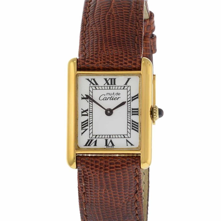 Cartier Must de Cartier Tank Vermeil Handaufzug im Zustand „Gut“ in New York, NY