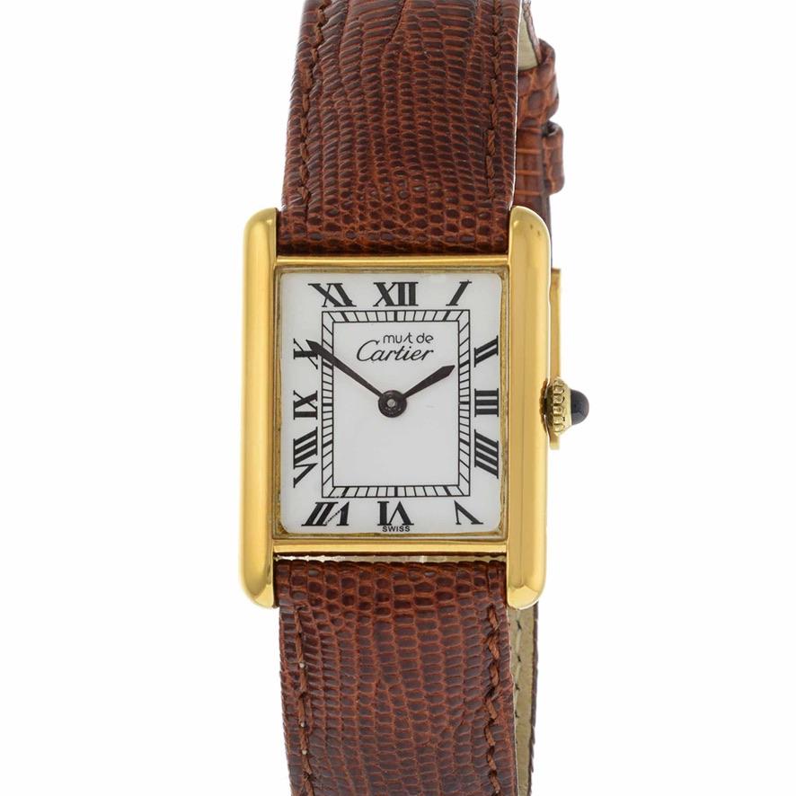 Cartier Must De Cartier Tank Vermeil Manual Wind In Good Condition In New York, NY