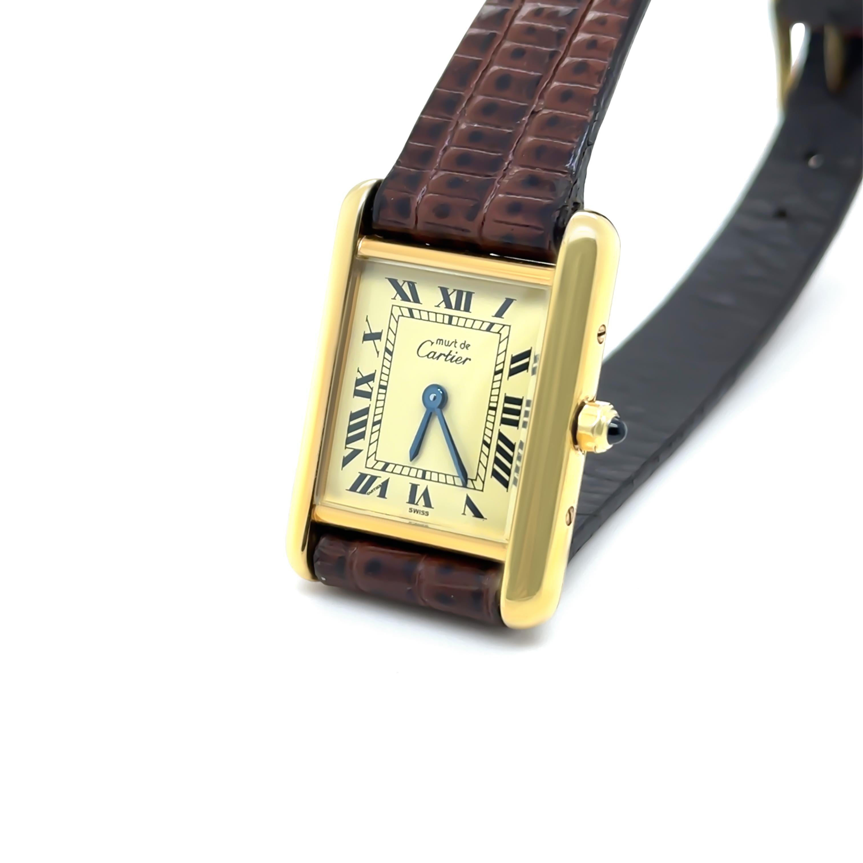 Cartier Must de Cartier Tank Vermeil Quarzuhr für Damen oder Herren