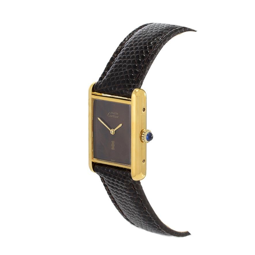 Cartier Must de Cartier Tank Vermeil Rare Brown Zifferblatt Handaufzug (Retro)