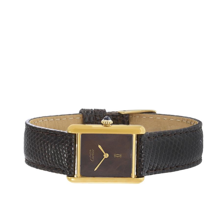 Cartier Must de Cartier Tank Vermeil Rare Brown Zifferblatt Handaufzug für Damen oder Herren