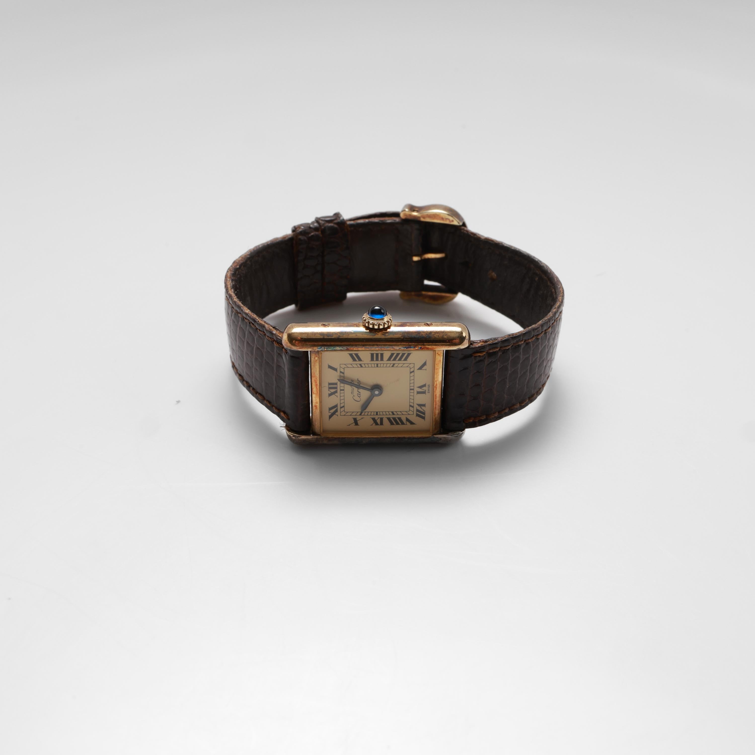 Cartier Must de Cartier Tank-Uhr, Gold Vermeil, Mechanisch (Moderne)