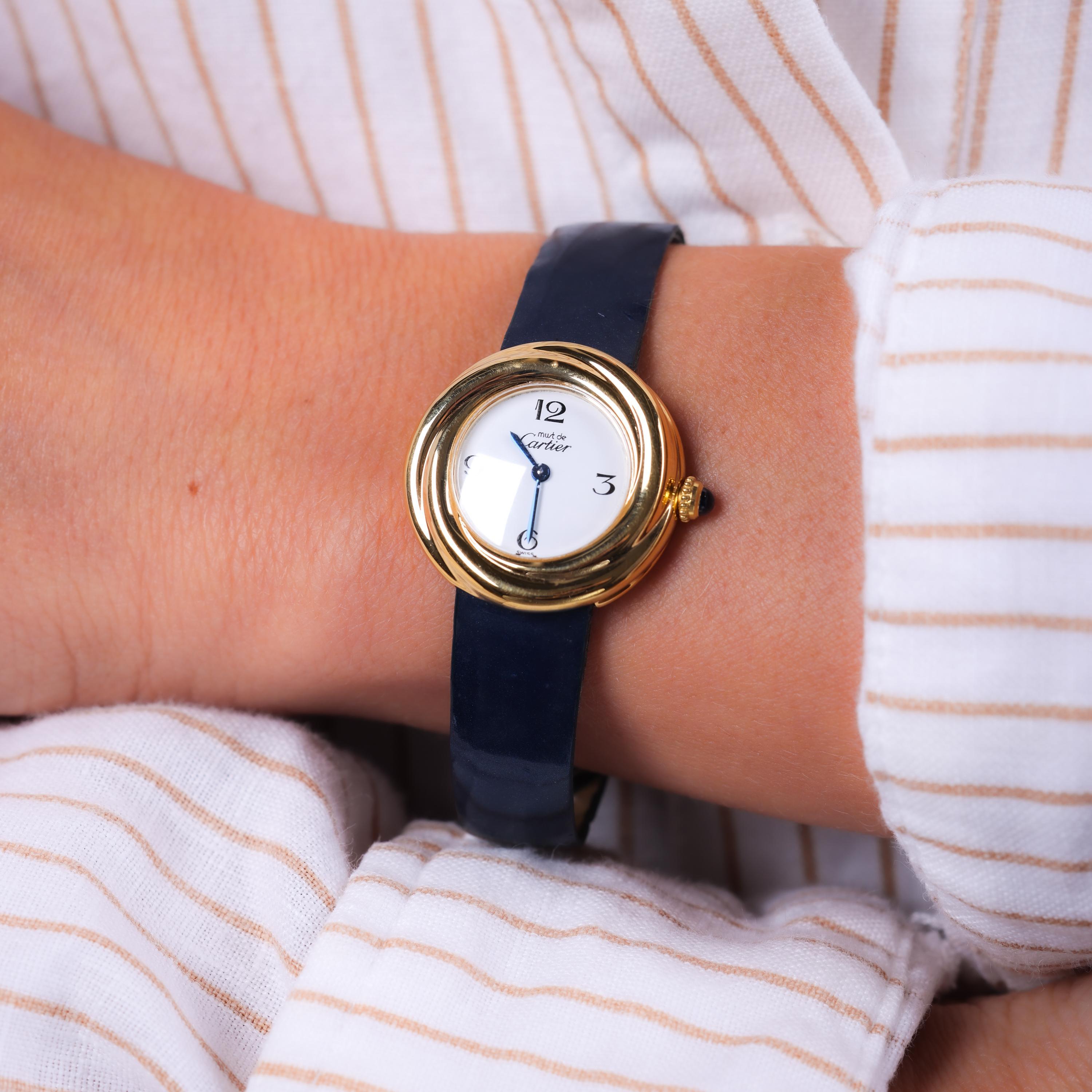 Cartier Must de Cartier Trinity Gold Plated Watch In Excellent Condition In Beverly Hills, CA