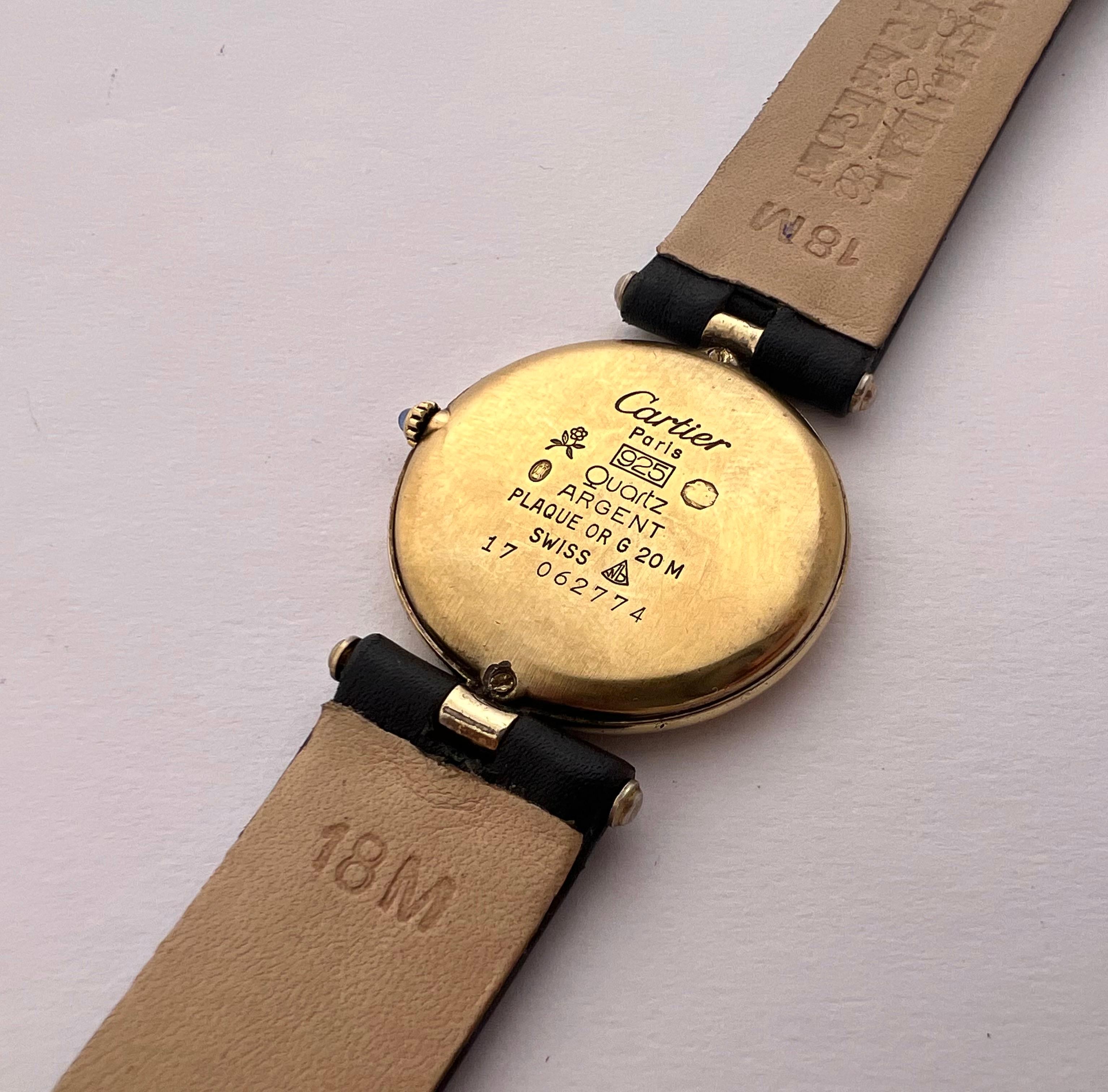 Cartier Must de Cartier Vendome Argent 925 Rare Black Dial 30 mm Watch 3