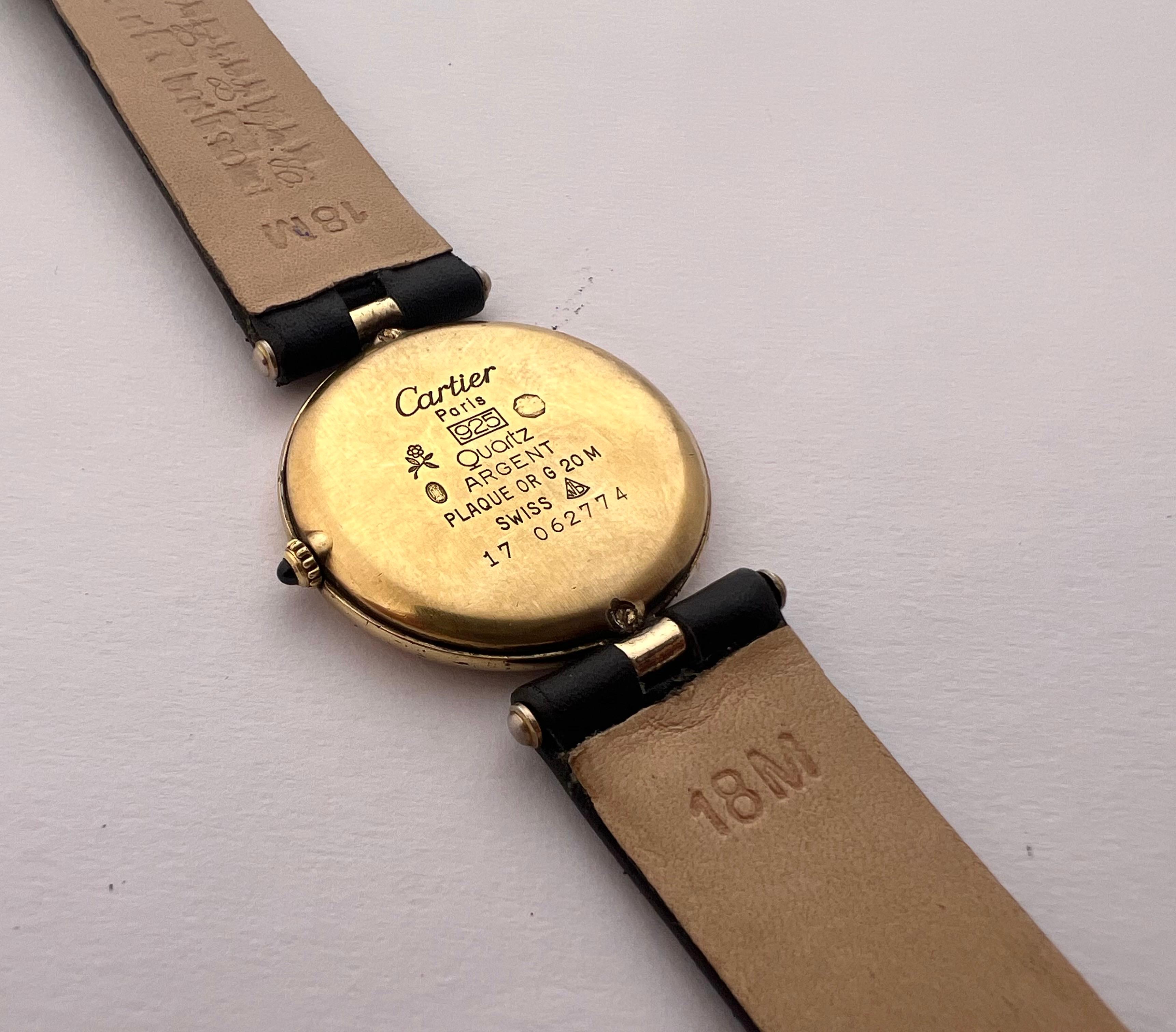 Cartier Must de Cartier Vendome Argent 925 Rare Black Dial 30 mm Watch 4