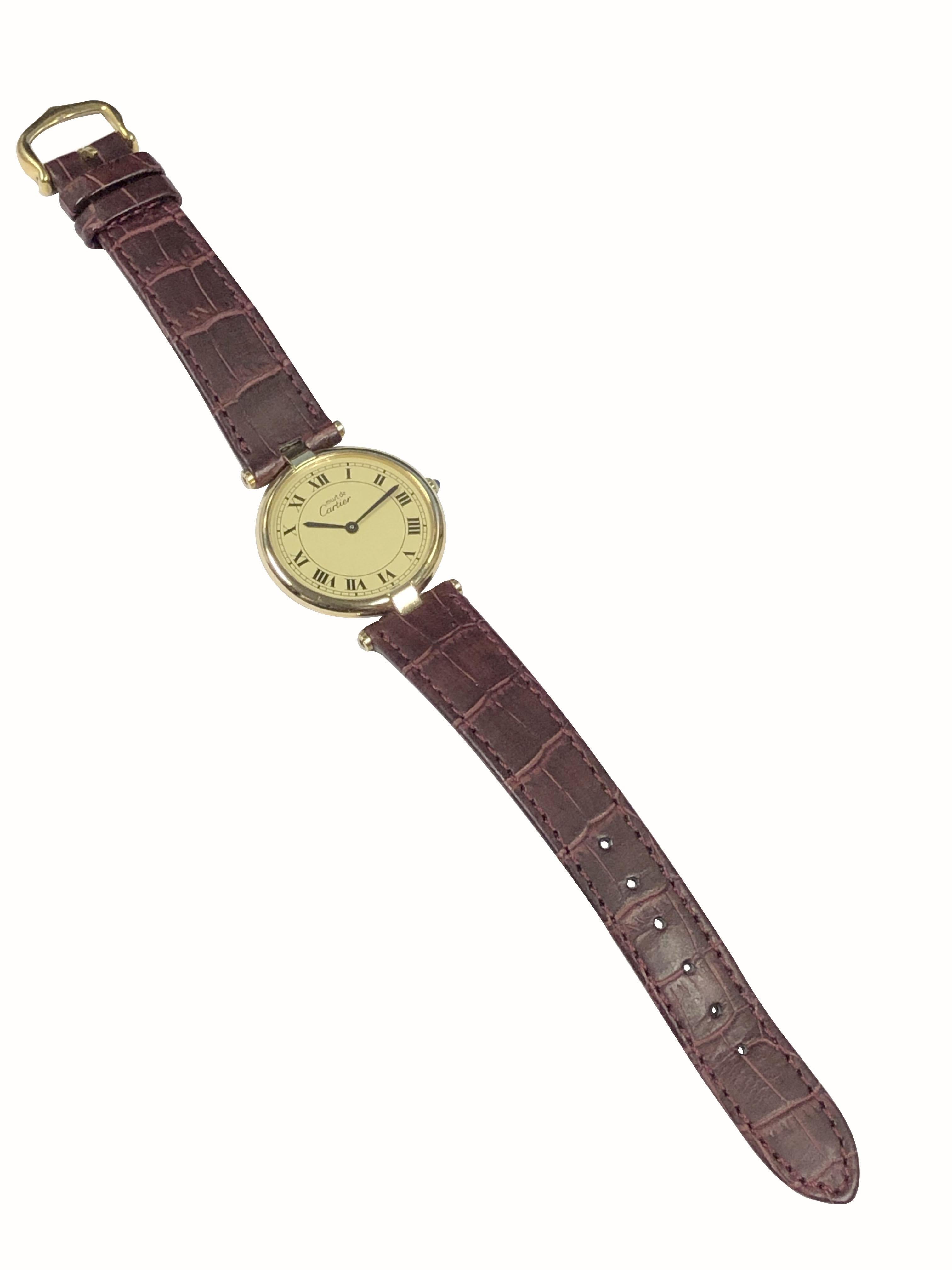 Women's or Men's Cartier Must de Cartier Vendome Large Vermeil Quartz Wristwatch