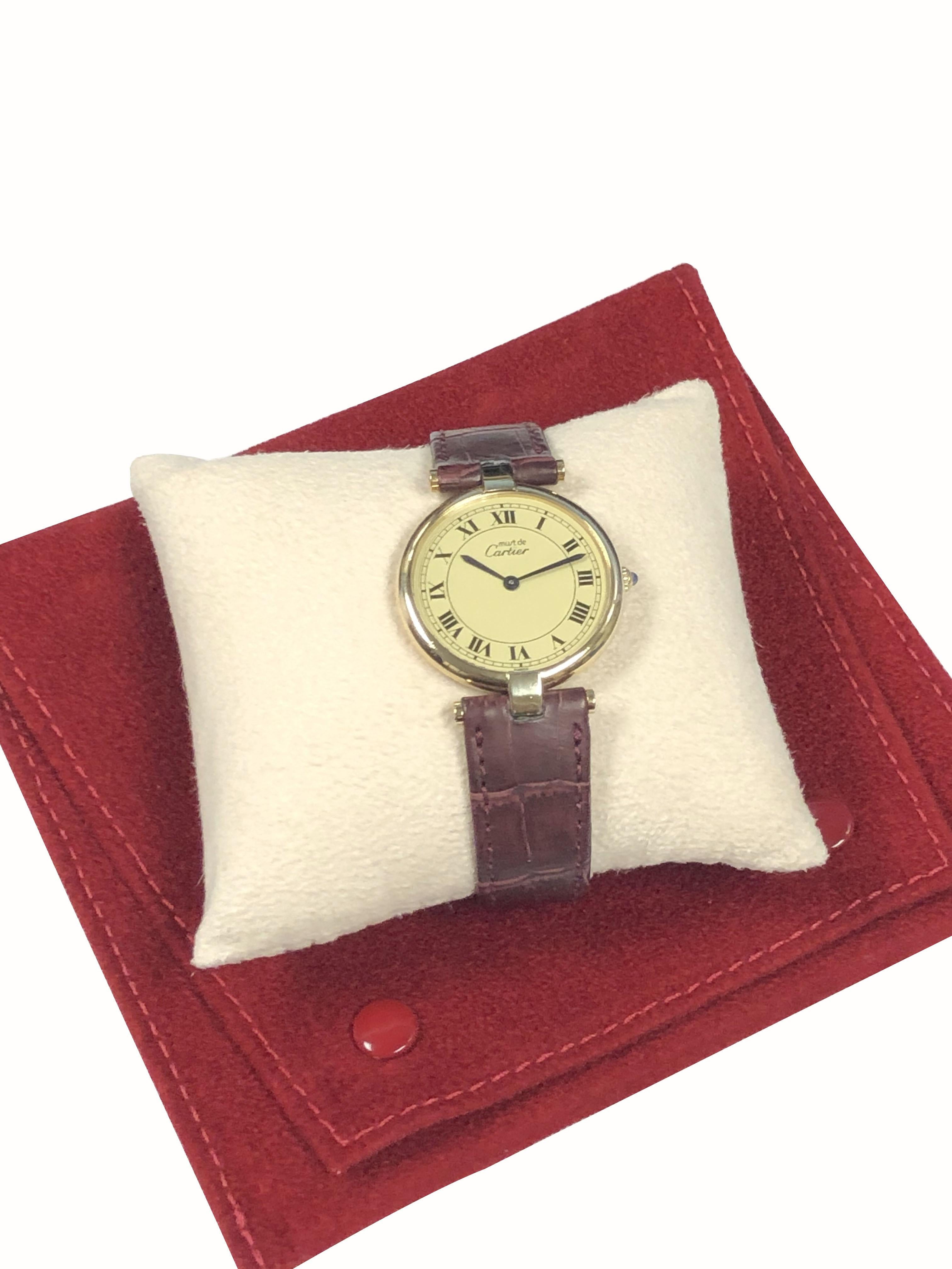 Cartier Must de Cartier Vendome Large Vermeil Quartz Wristwatch 1