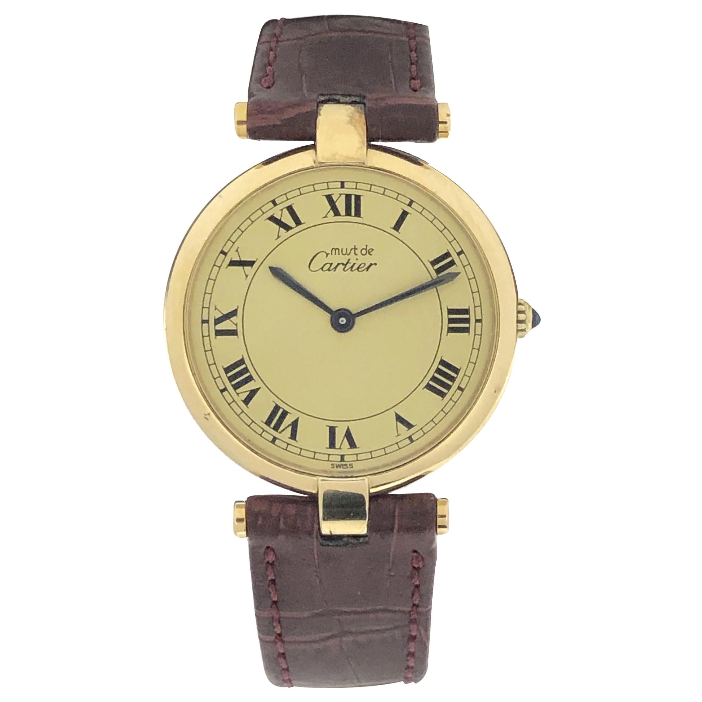 Cartier Must de Cartier Vendome Large Vermeil Quartz Wristwatch at 1stDibs