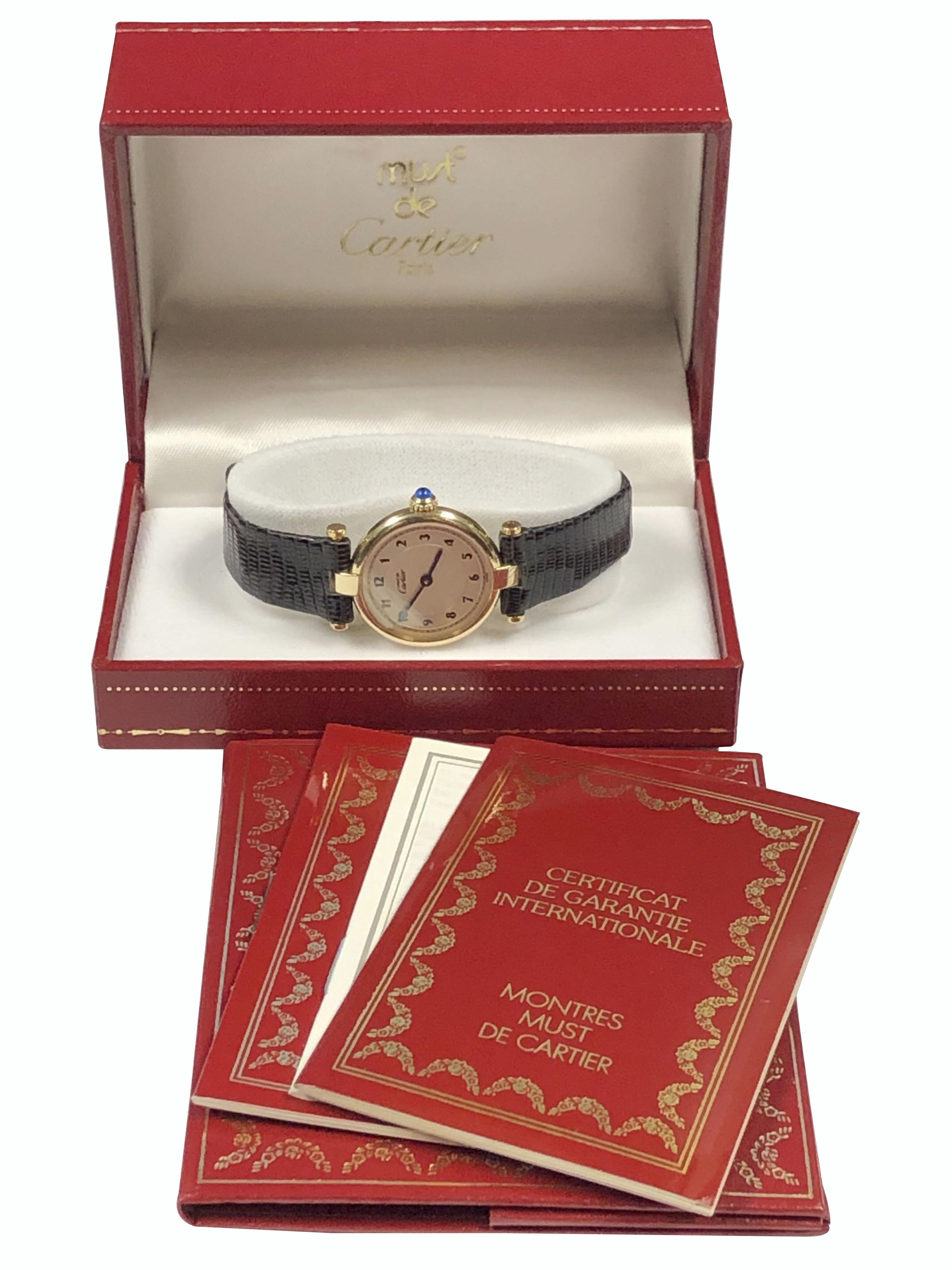 Cartier Must de Cartier Vendome Vermeil Ladies Quartz Wrist Watch In Excellent Condition In Chicago, IL