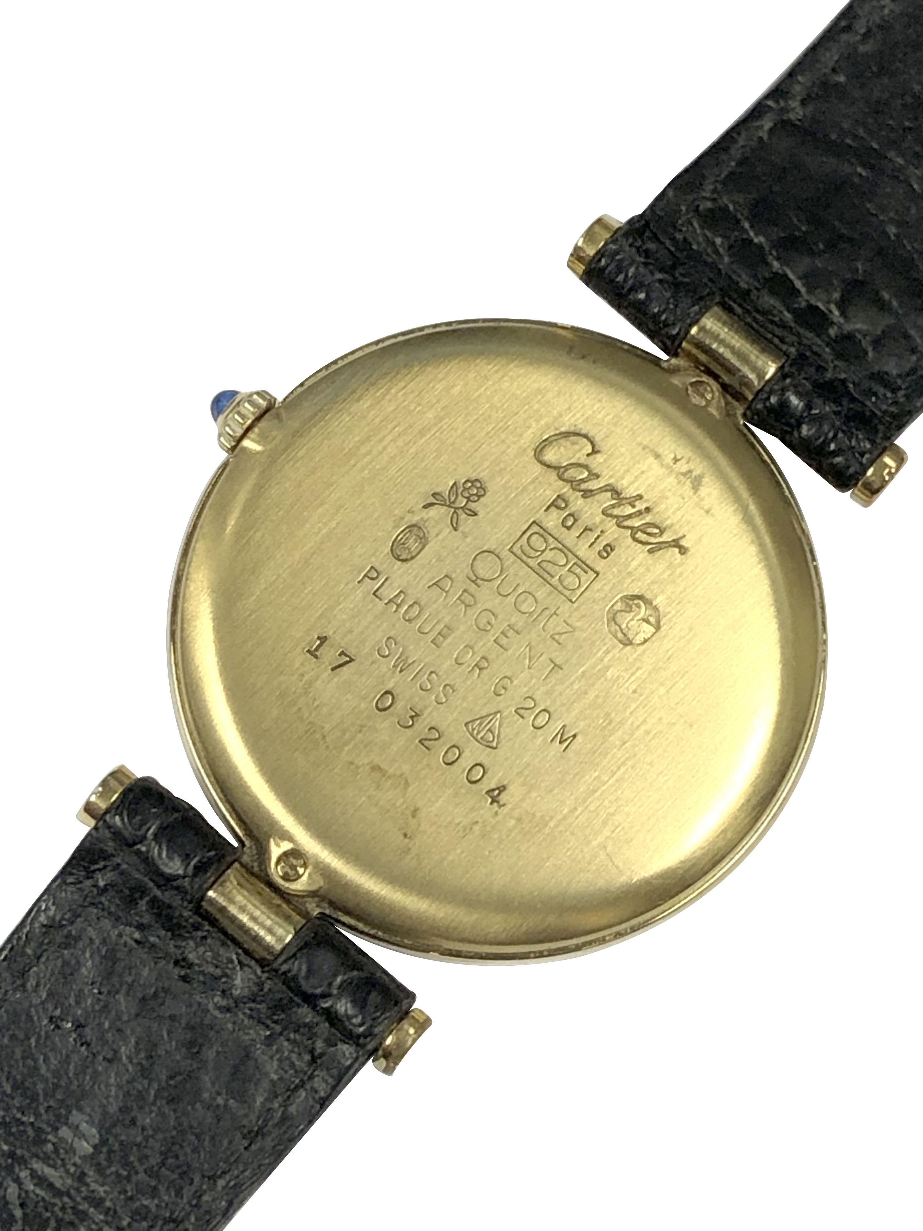Cartier Must de Cartier Vendome Vermeil Large Quartz Wrist Watch In Excellent Condition In Chicago, IL