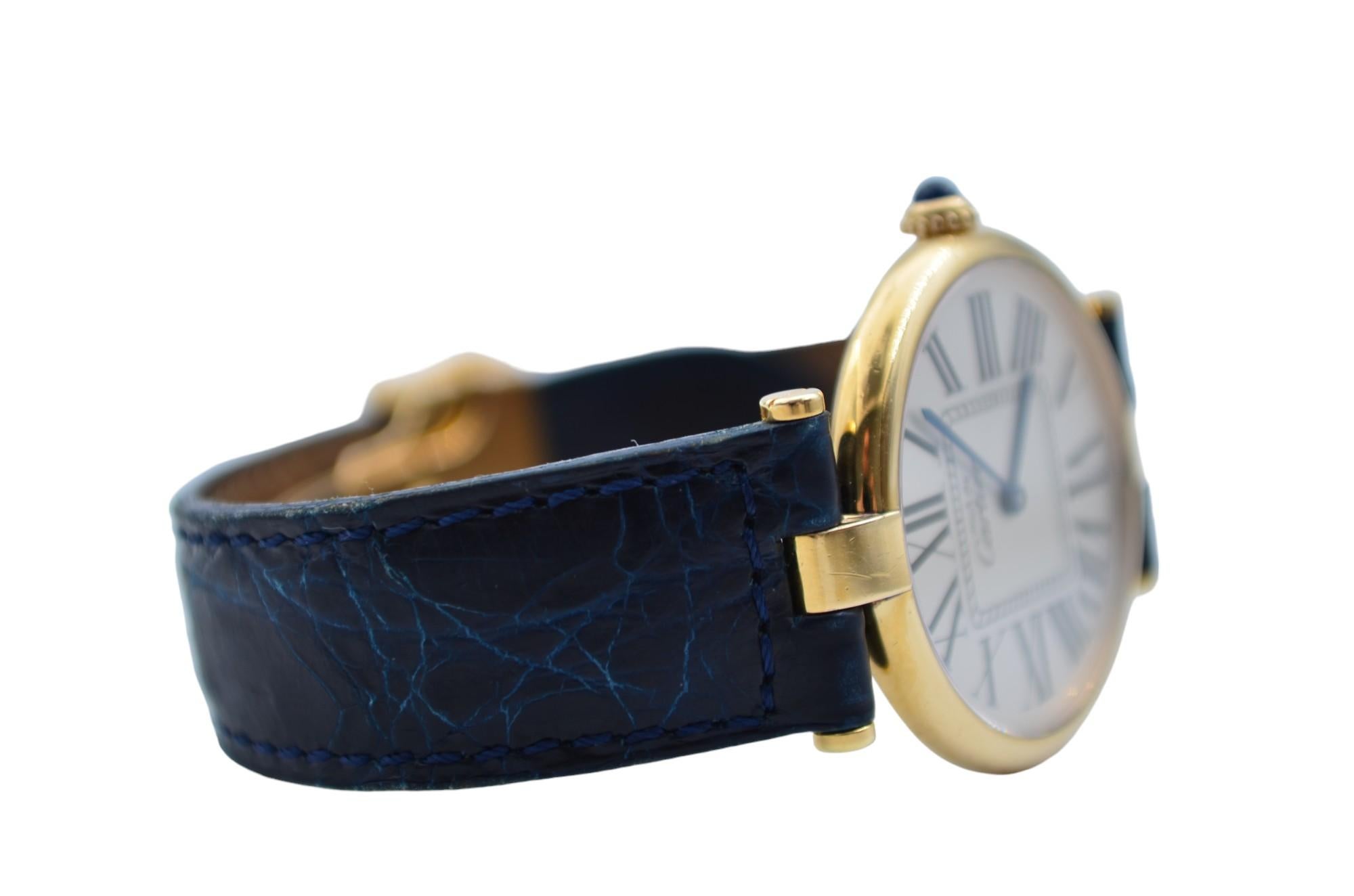 Cartier Must De Cartier Vendome Vermeil Watch 30mm Gold Plated Quartz Ref 590003 For Sale 6