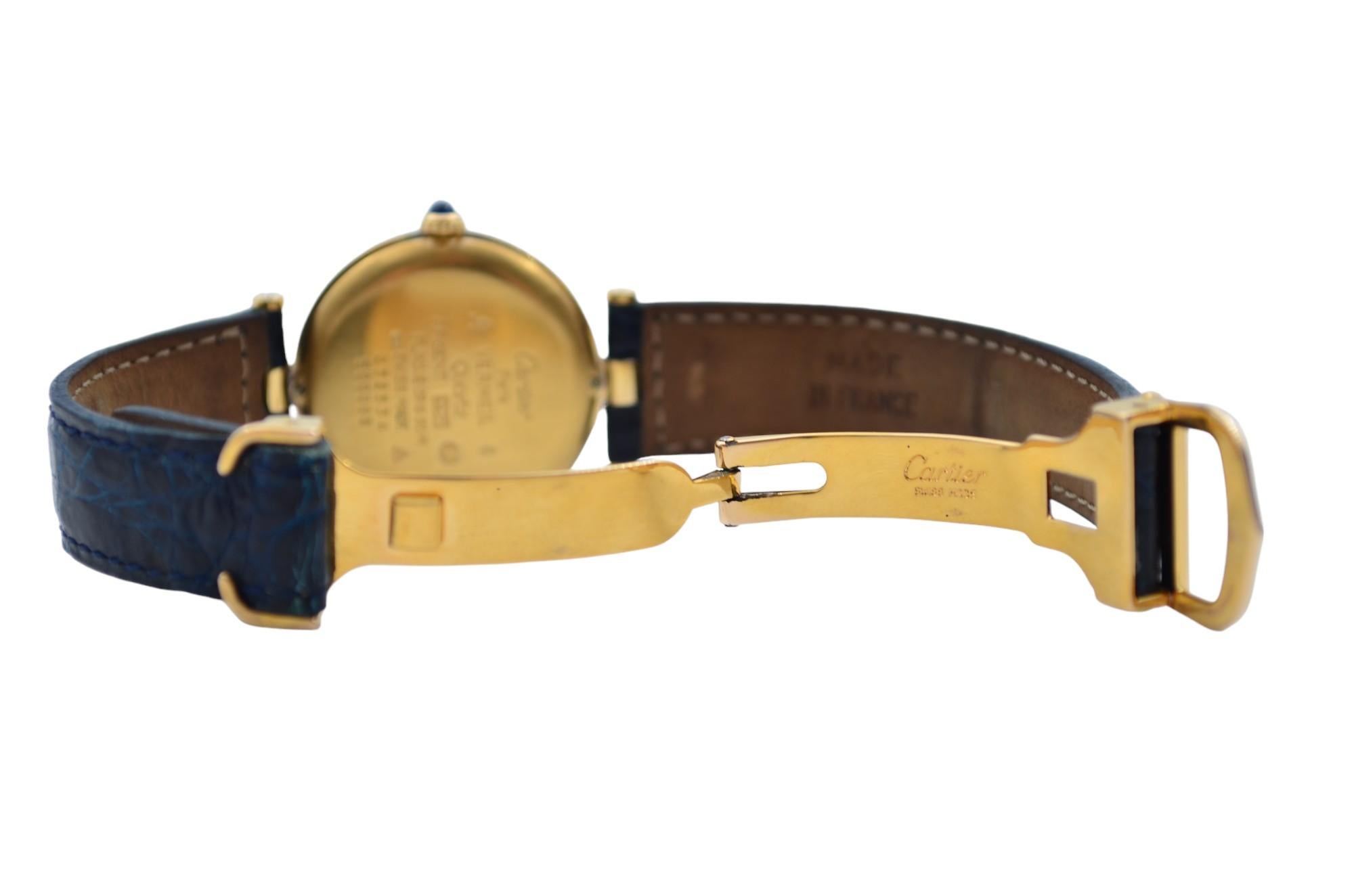 Cartier Must De Cartier Vendome Vermeil Watch 30mm Gold Plated Quartz Ref 590003 For Sale 7
