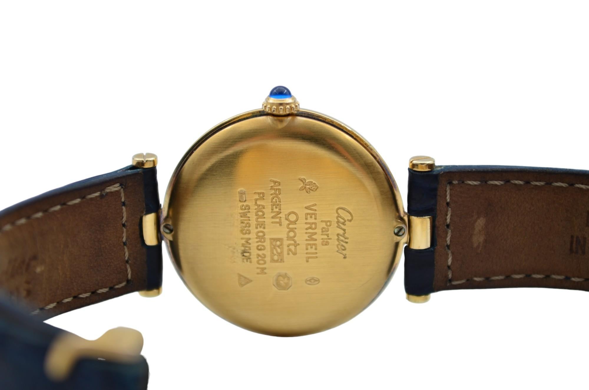 Cartier Must De Cartier Vendome Vermeil Watch 30mm Gold Plated Quartz Ref 590003 For Sale 8