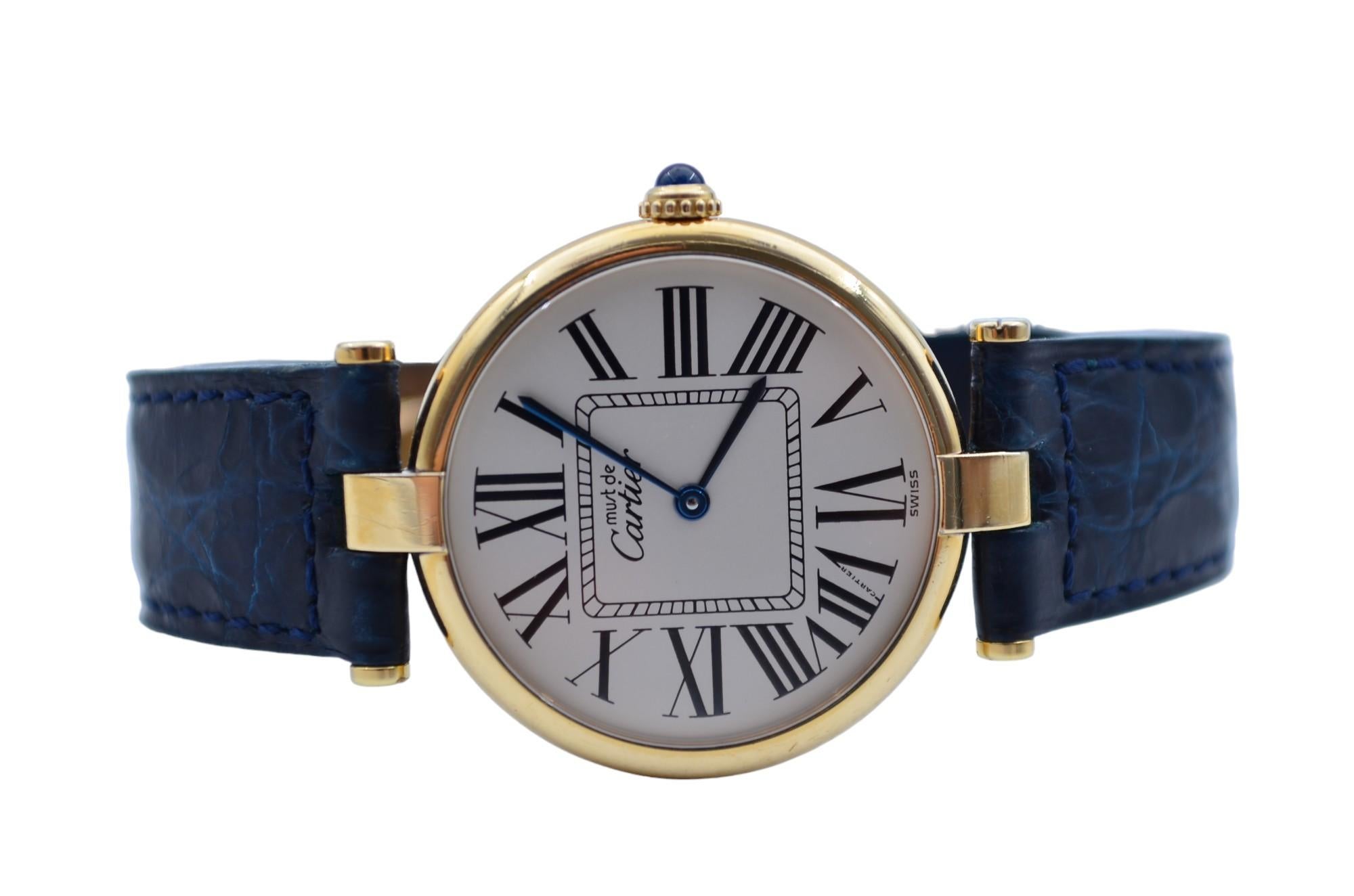 Cartier Must De Cartier Vendome Vermeil Watch 30mm Gold Plated Quartz Ref 590003 For Sale 1