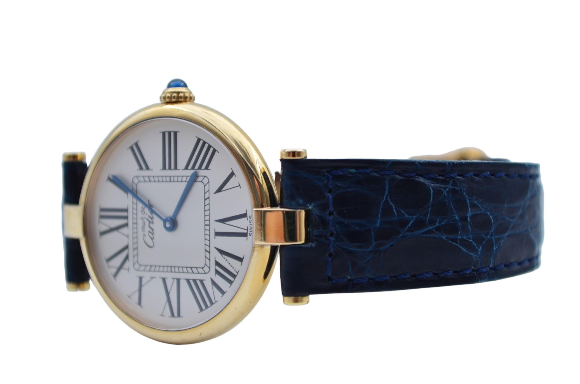 Cartier Must De Cartier Vendome Vermeil Watch 30mm Gold Plated Quartz Ref 590003 For Sale 2