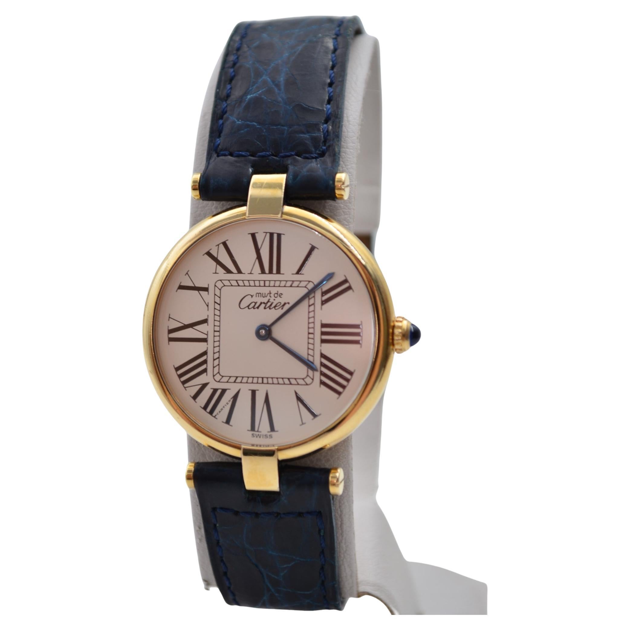 Cartier Must De Cartier Vendome Vermeil Watch 30mm Gold Plated Quartz Ref 590003 For Sale