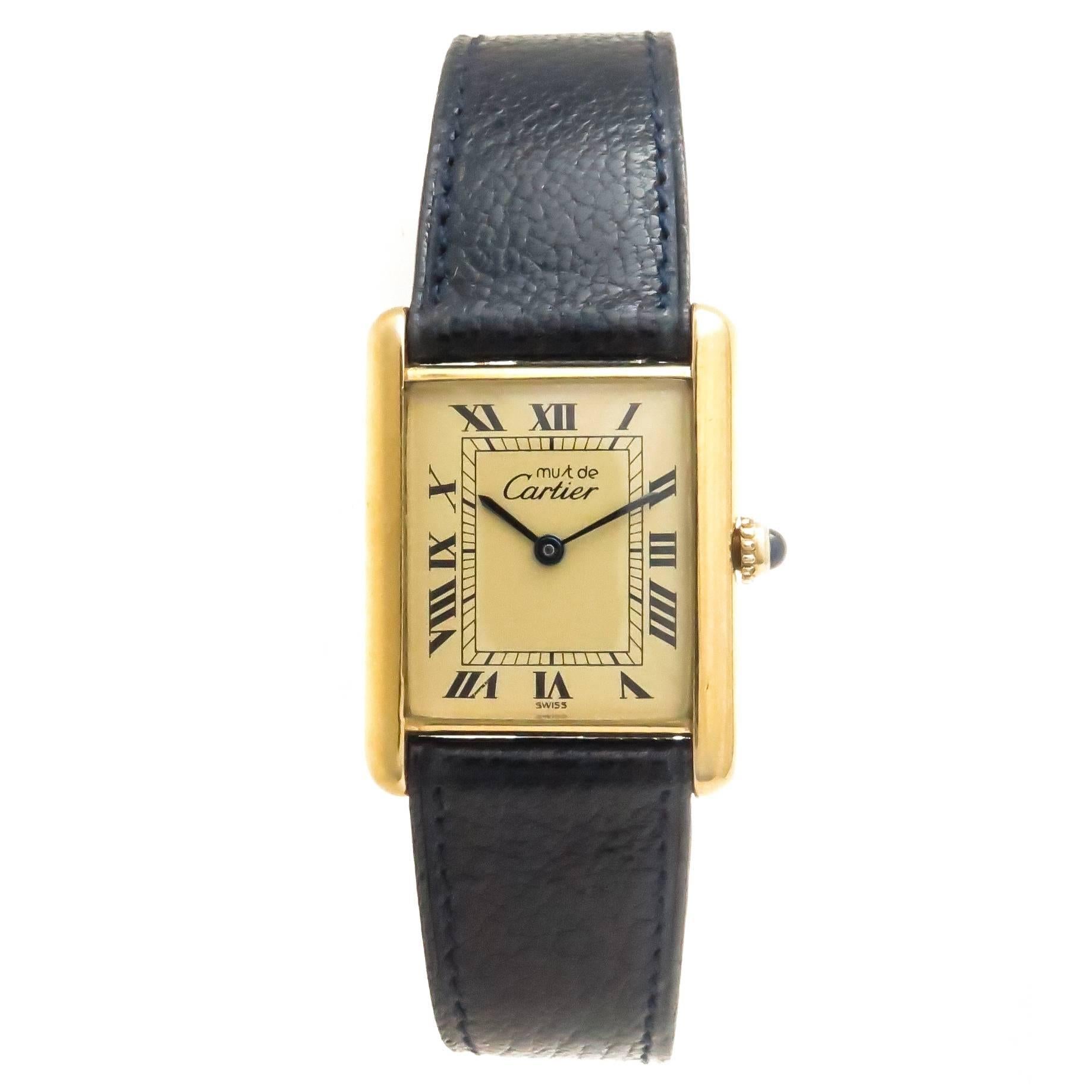 Cartier Vermeil Must de Cartier Tank Quartz Wristwatch