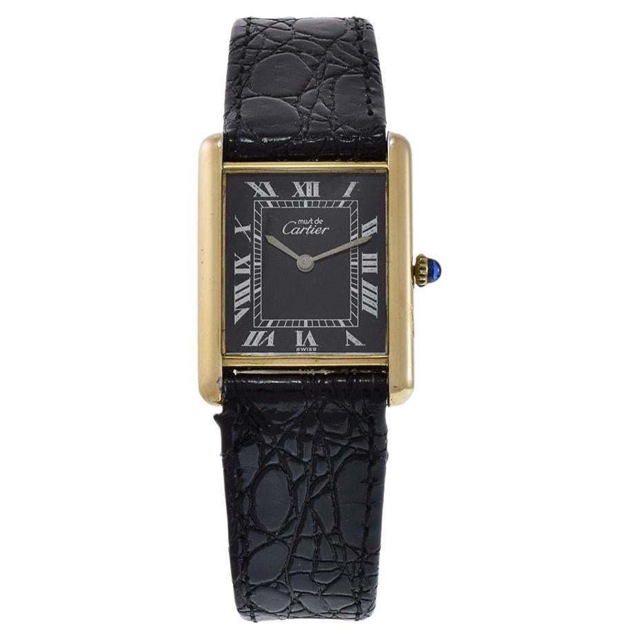 Cartier Must de Cartier Vermeil Tank-Uhr mit Handaufzug