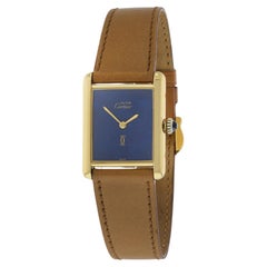 Cartier Must de Cartier Vermeil Tank-Uhr mit Handaufzug und Lapislazuli-Zifferblatt 1970er Jahre