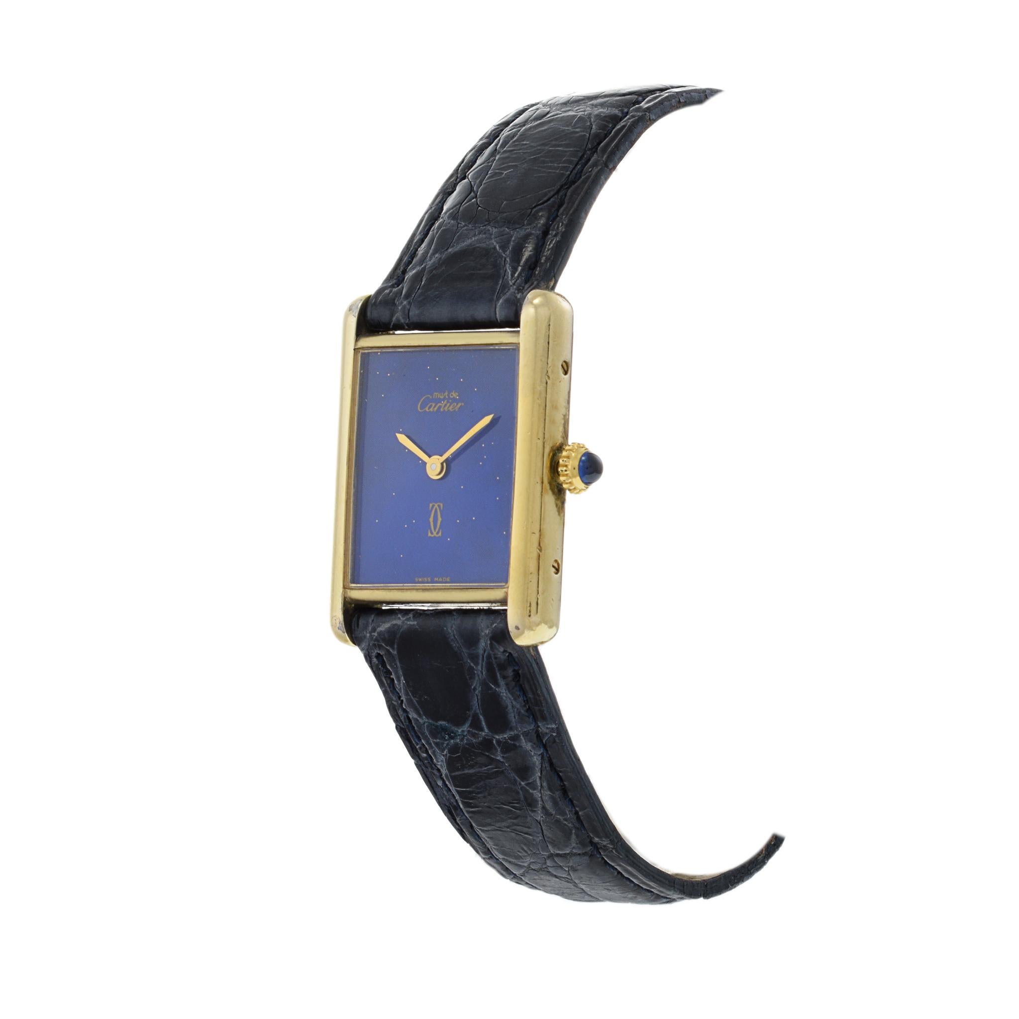 Retro Cartier Must de Cartier Vermeil Tank Manual Wind For Sale