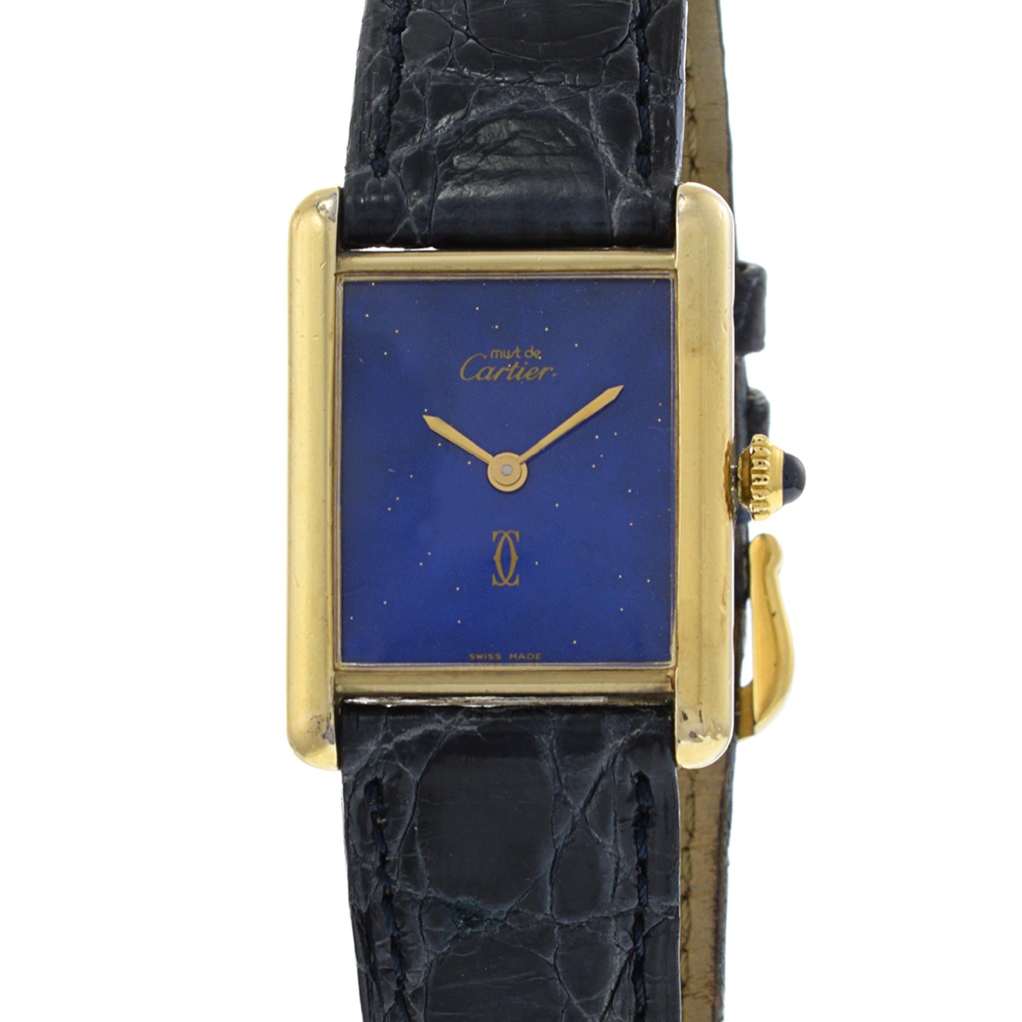 Cartier Must de Cartier Vermeil Tank Manual Wind In Good Condition For Sale In New York, NY