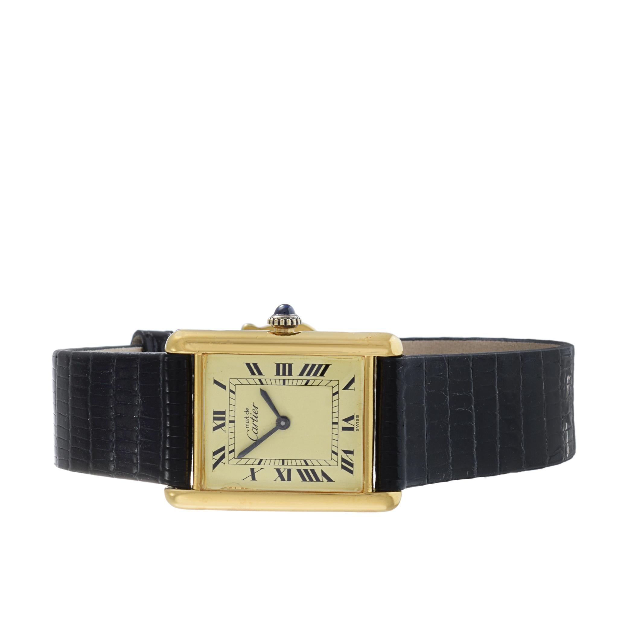 Cartier Must de Cartier Vermeil-Tank mit Handaufzug für Damen oder Herren