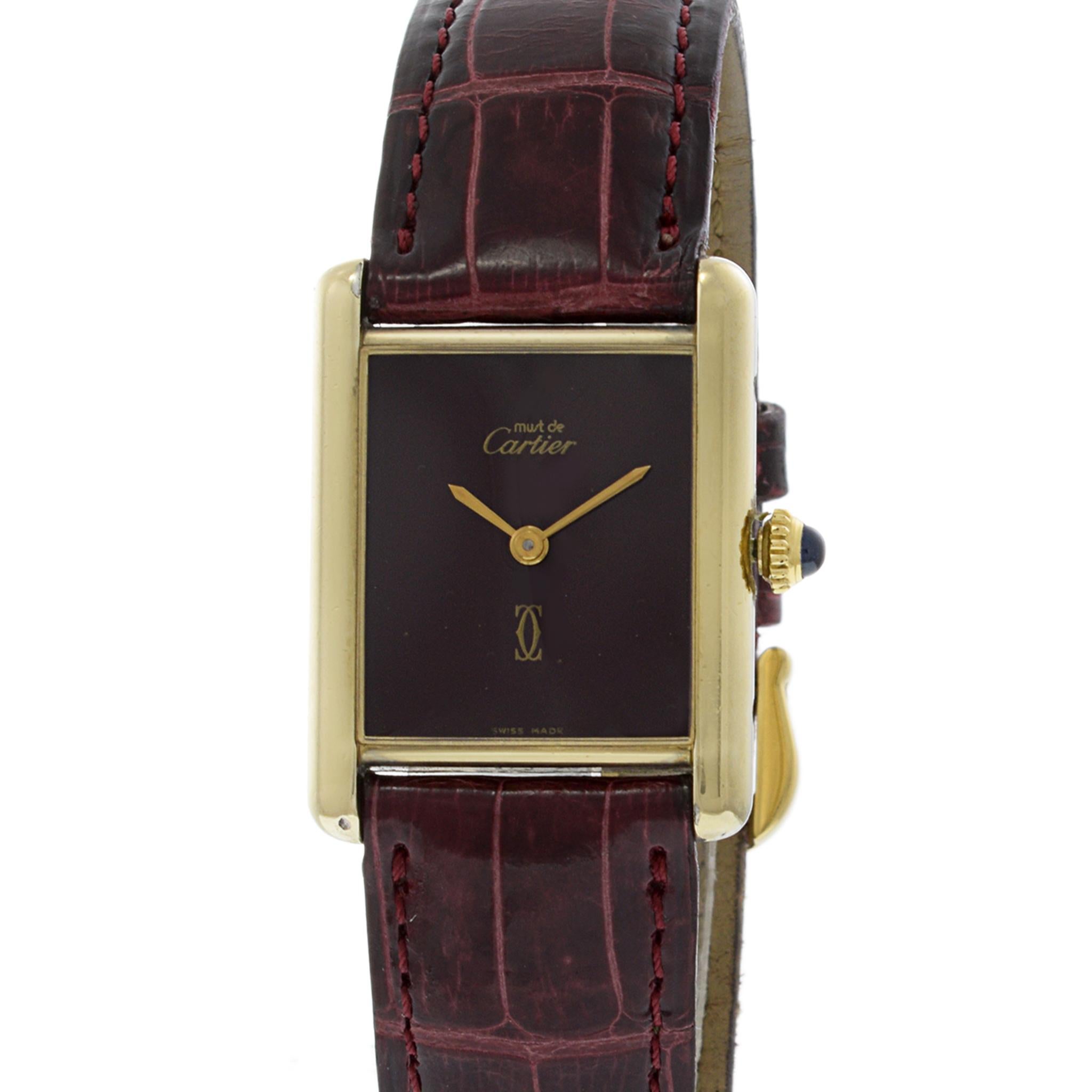 Cartier Must de Cartier Vermeil Tank Manual Wind Watch In Good Condition For Sale In New York, NY