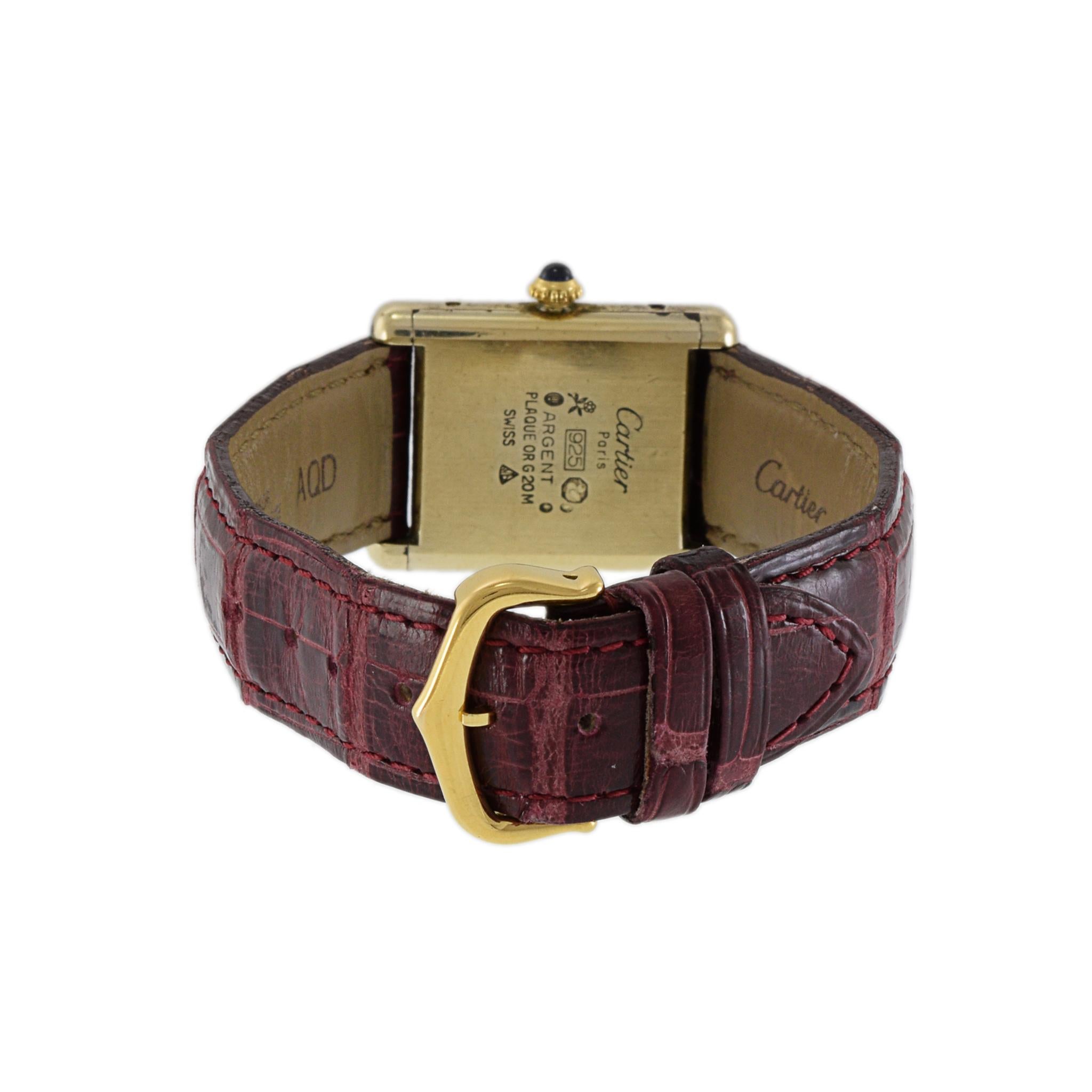 Cartier Must de Cartier Vermeil Tank Armbanduhr mit Handaufzug 1