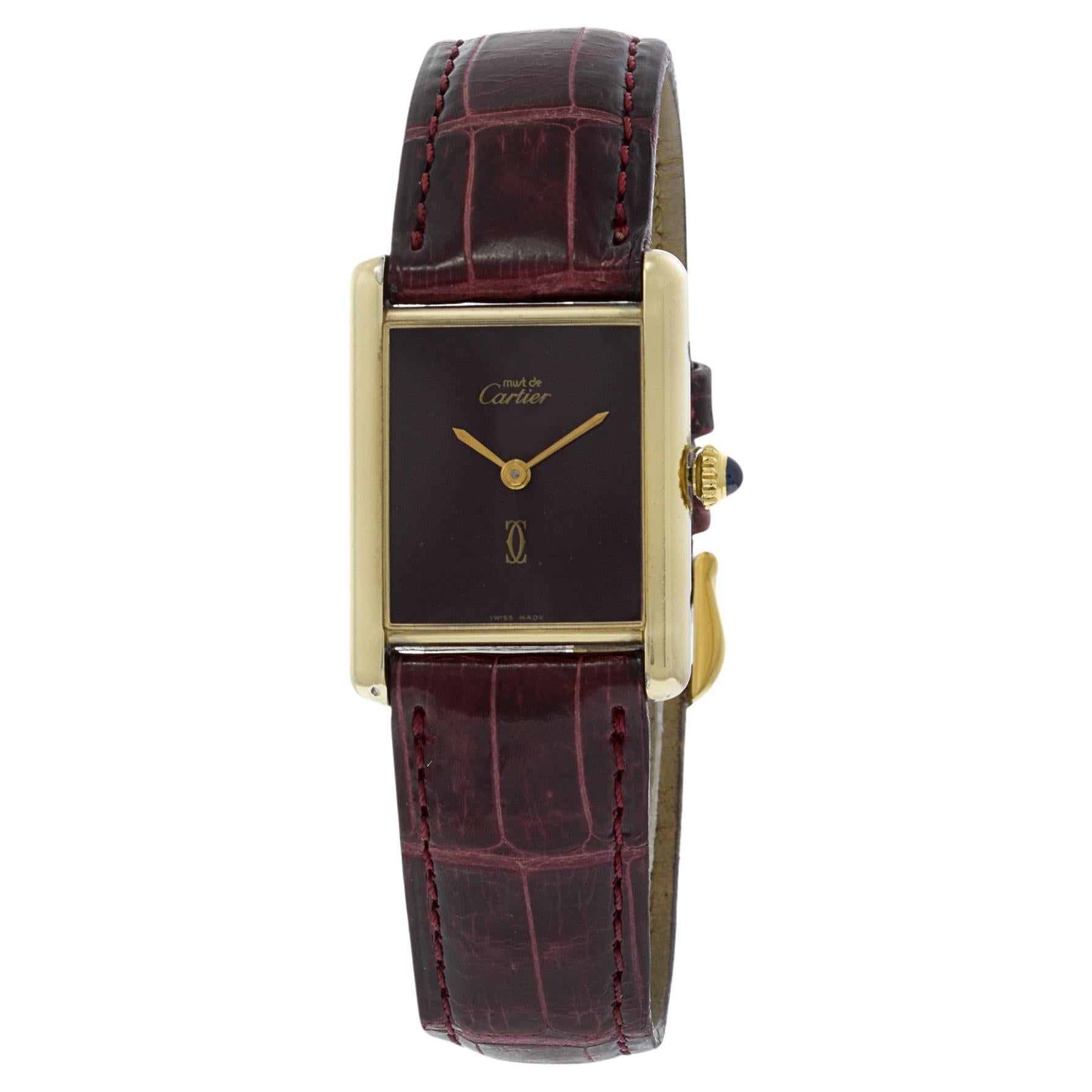 Cartier Must de Cartier Vermeil Tank Armbanduhr mit Handaufzug