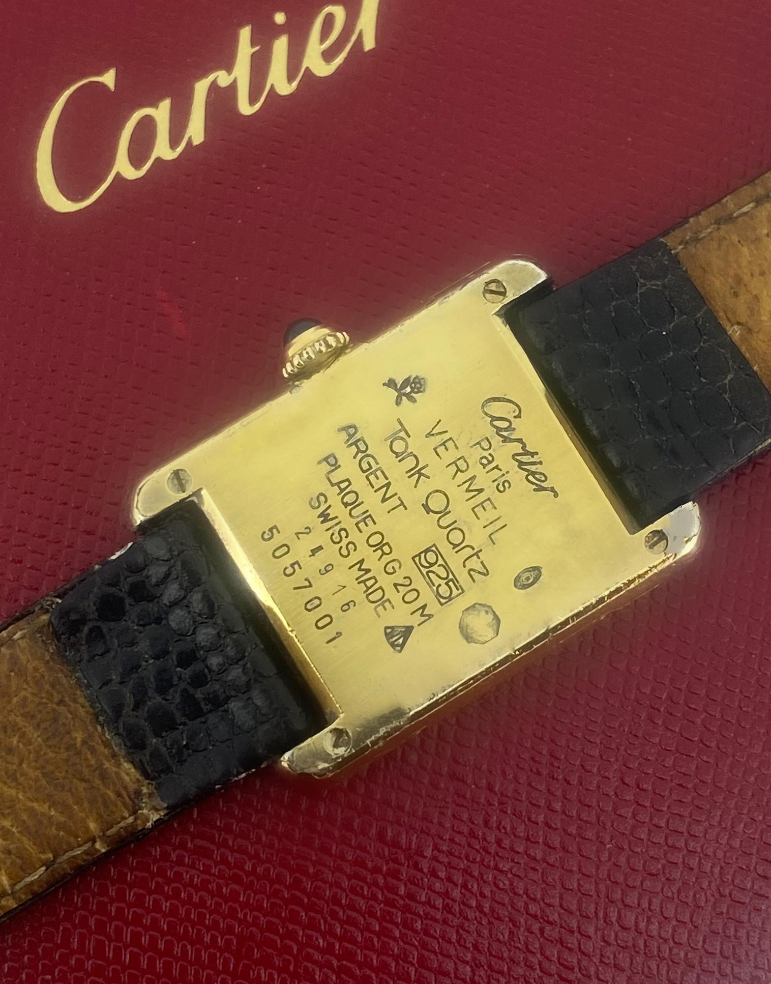 Women's Cartier Must de Cartier Vermeil Tank Quartz Vintage Watch, 21mm x 28mm.