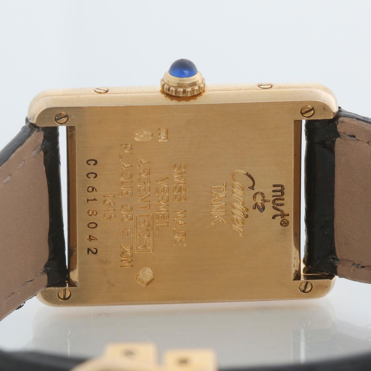 Reloj de señora Cartier Must de Tank Placa de oro 1615 en venta 1