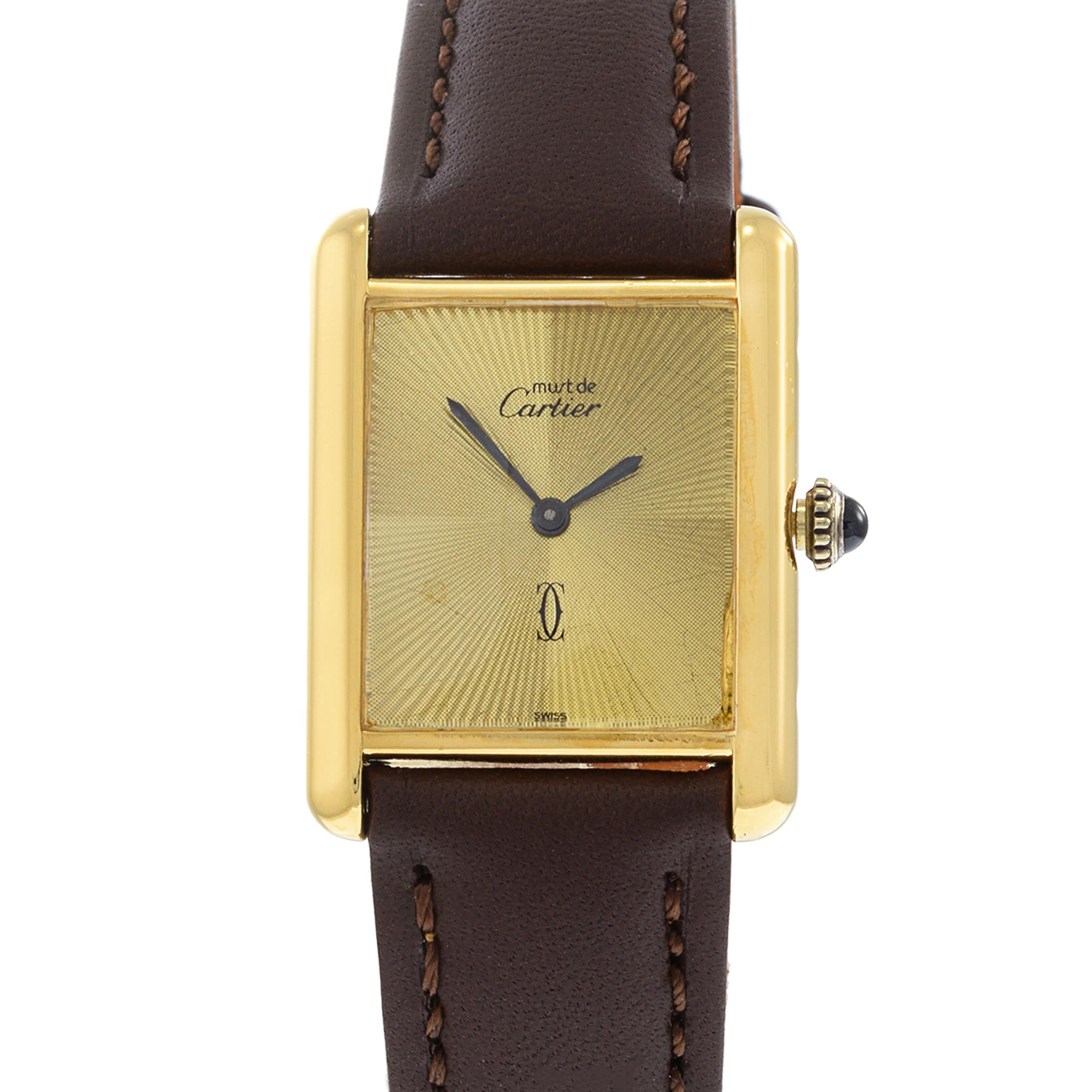 cartier vermeil tank quartz argent 925