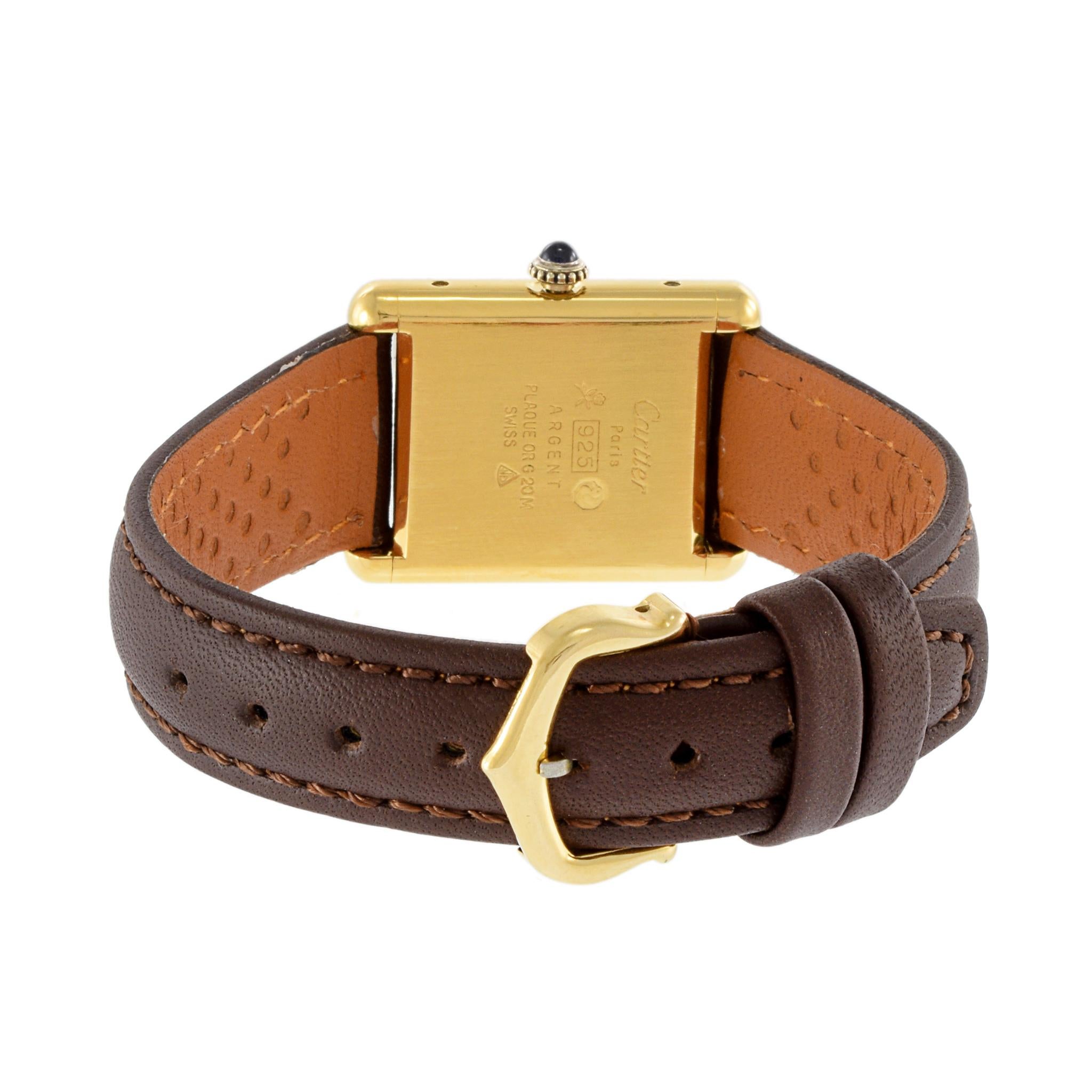 Retro Cartier Must De Tank Sunburst Dial Vermeil Manual Wind