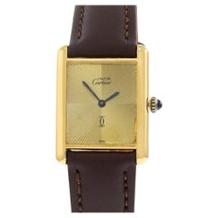 Vintage Cartier Must De Tank Sunburst Dial Vermeil Manual Wind