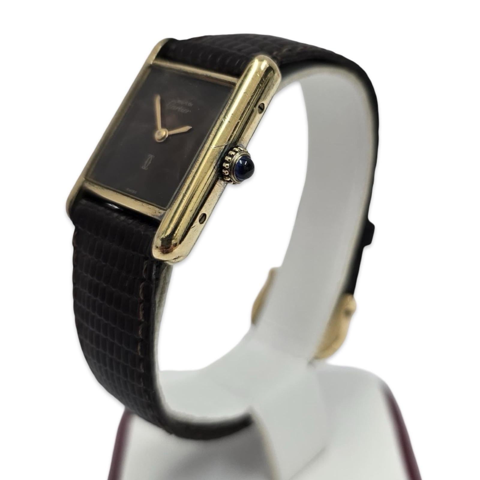 Cartier Must de Tank Vermeil Watch – 20mm Chocolate Lacquer Dial, Paris For Sale 1