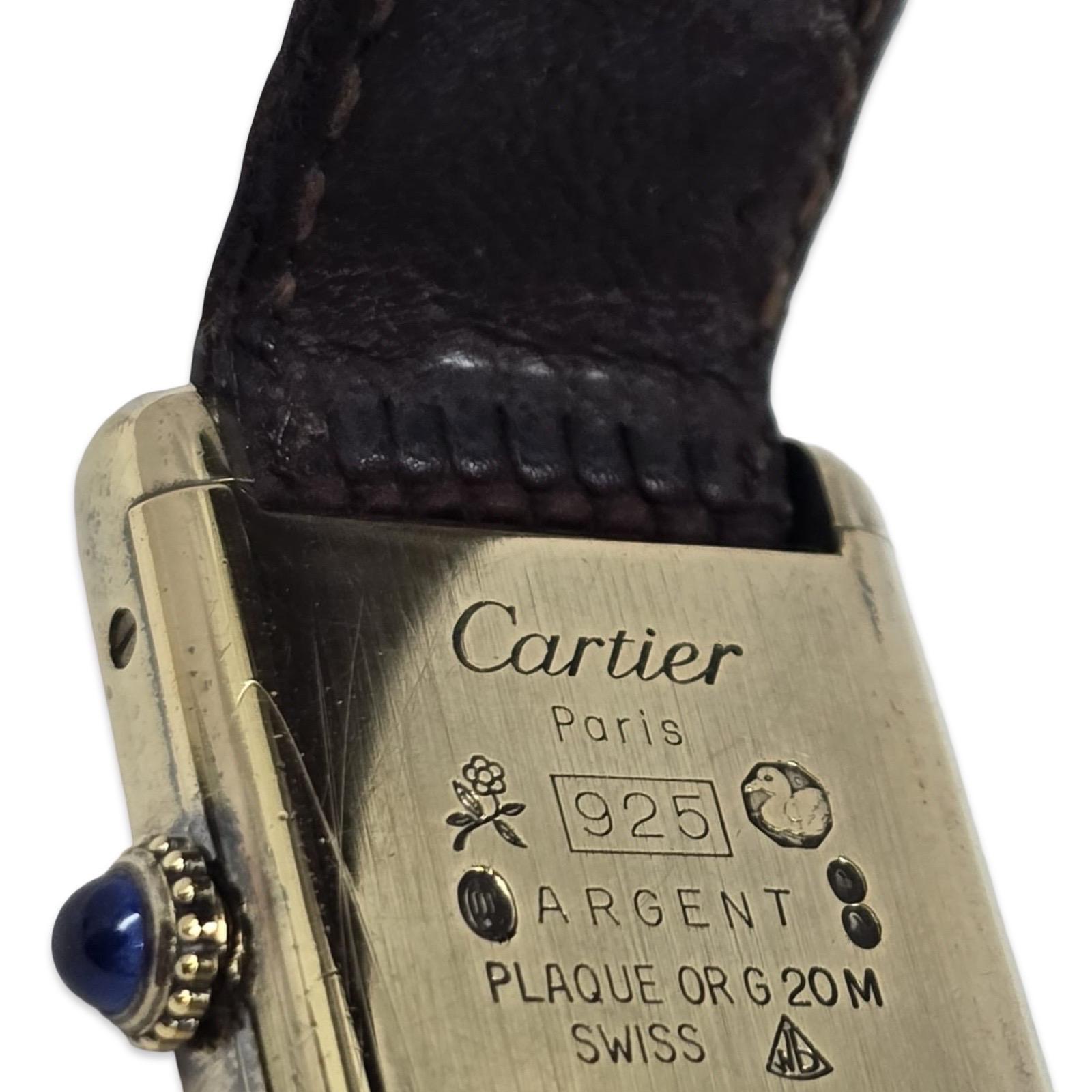 Cartier Must de Tank Vermeil Watch – 20mm Chocolate Lacquer Dial, Paris For Sale 2