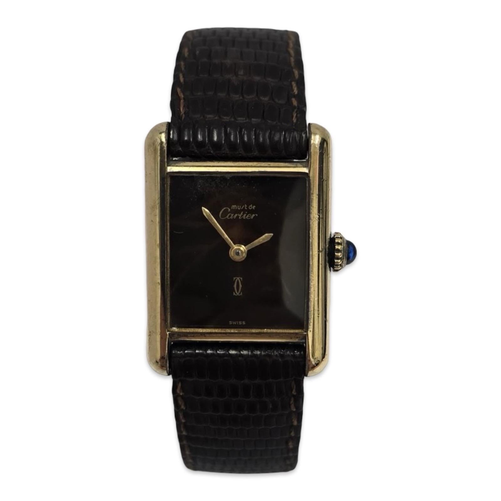 Cartier Must de Tank Vermeil Watch – 20mm Chocolate Lacquer Dial, Paris For Sale
