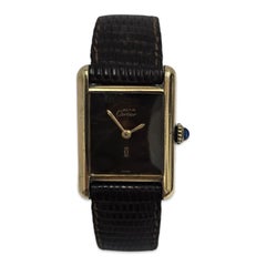 Cartier Must de Tank Vermeil Watch – 20mm Chocolate Lacquer Dial, Paris
