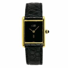 Cartier Must De Tank Women's Hand Winding Watch 925 Silver Gold-Plated