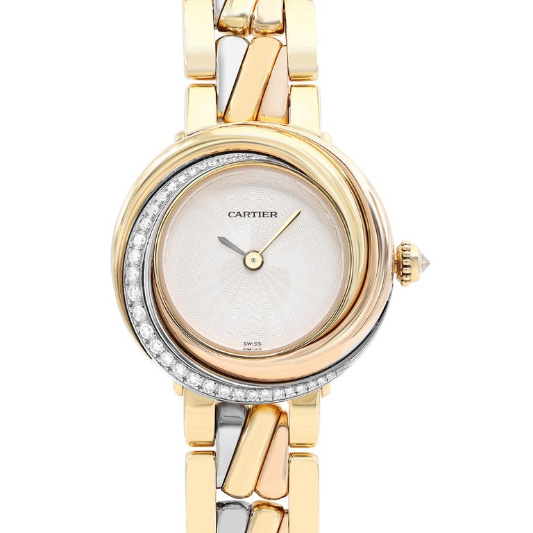 Cartier Must De Trinity 18k Gold Diamond White Dial Quartz Ladies
