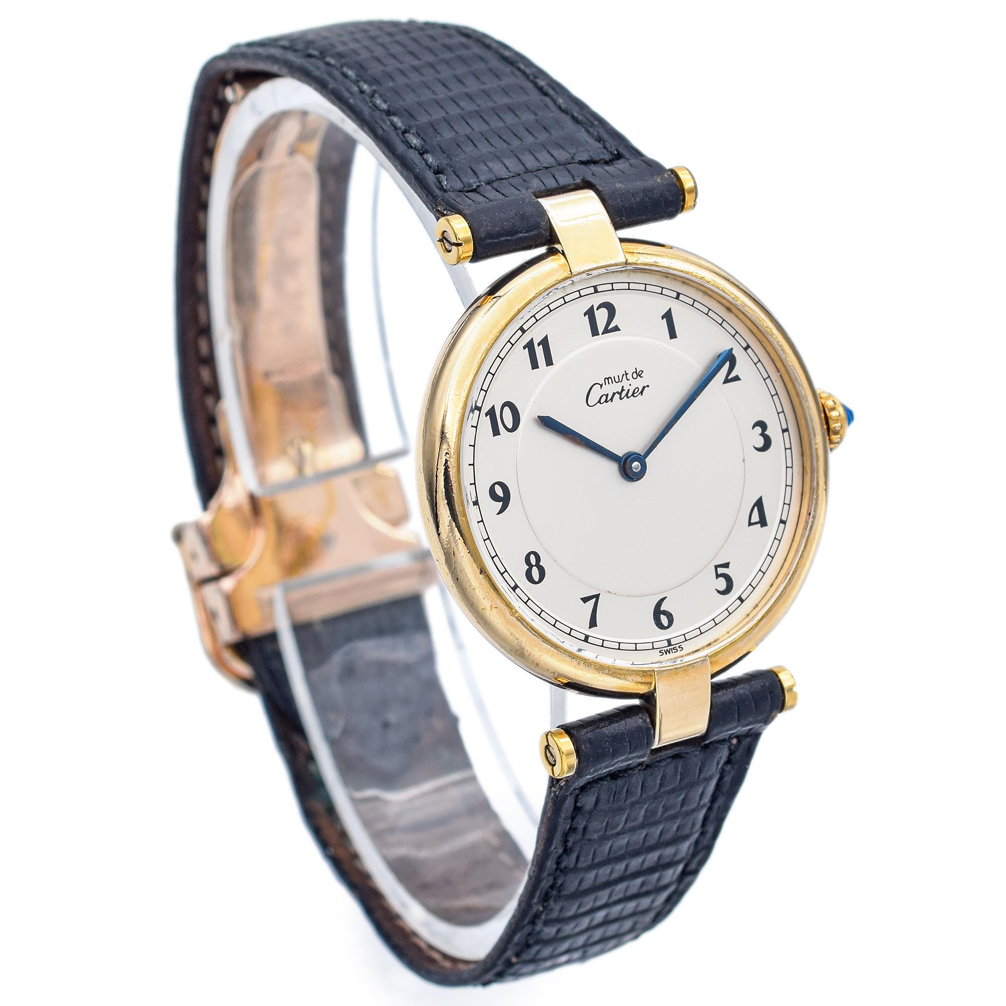 Cartier Must de Vendome 590003 Ladies Vermeil Silver Quartz Wristwatch In Good Condition In New York, NY