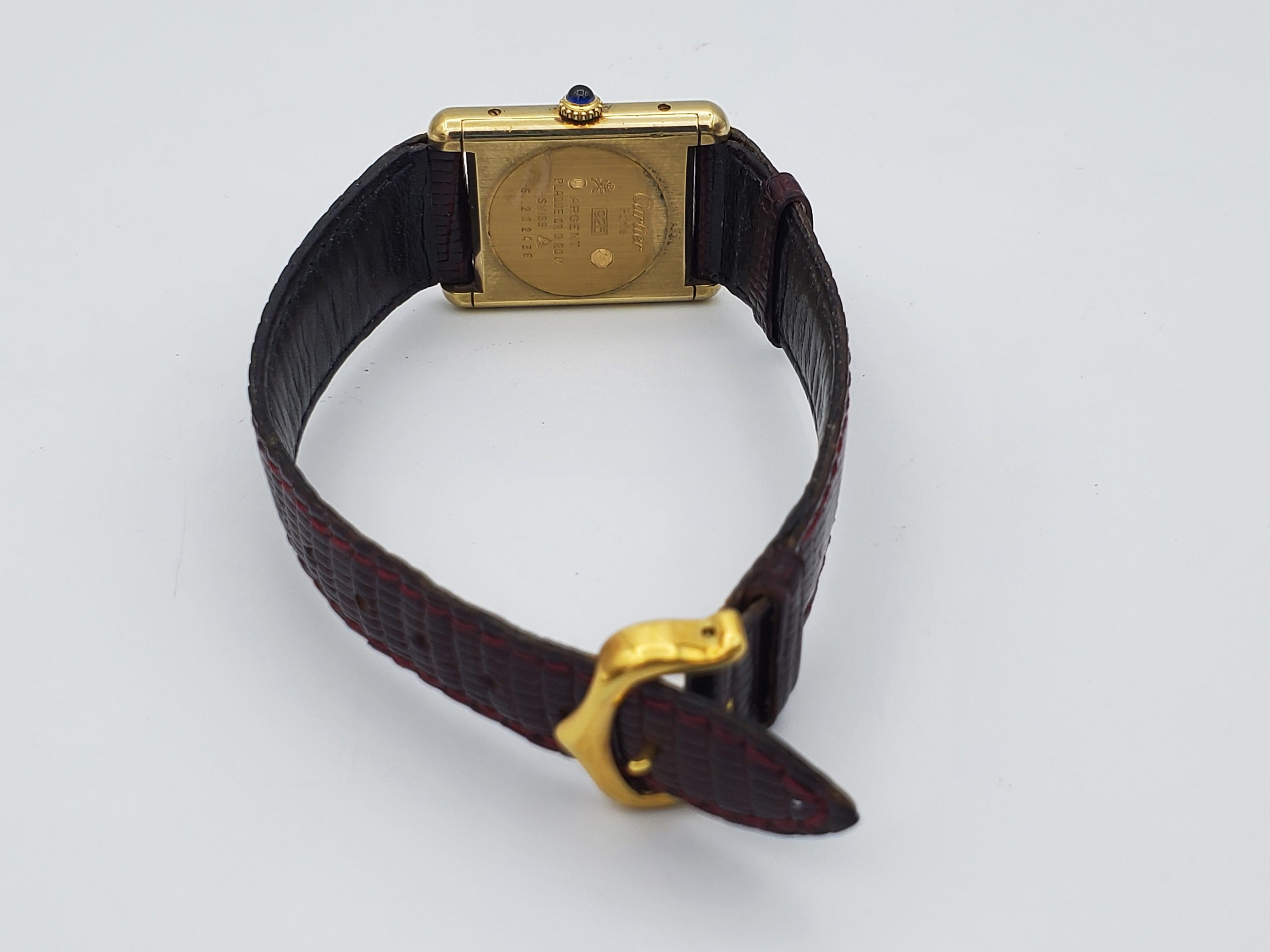 Cartier Must De Vermeil Tank Watch, Burgundy/Brown Tank, 1970s, Made in ...