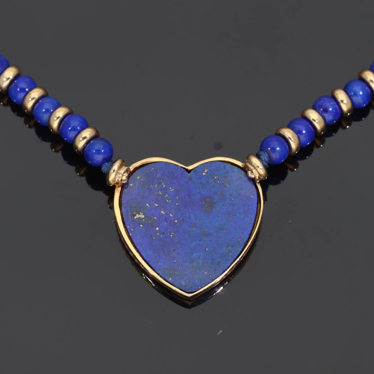 Cartier MUST Herz Double C Lapislazuli 18K Gelbgold Anhänger Halskette im Angebot 6